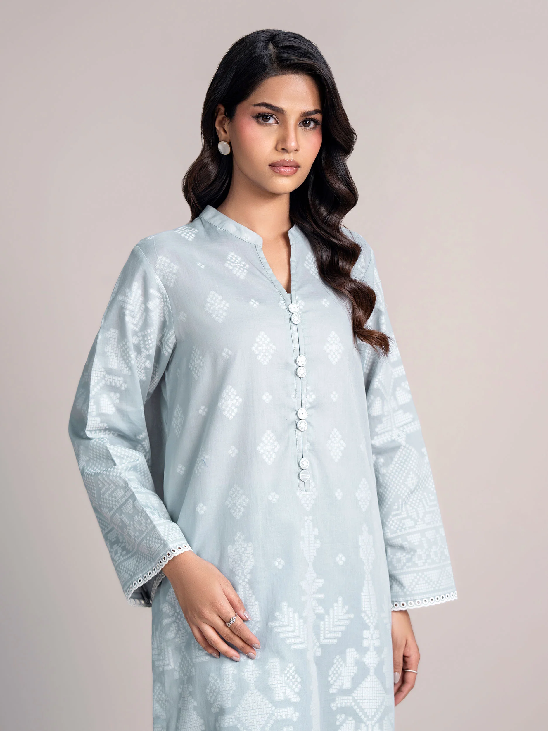 2 Piece Self Jacquard Suit- Embroidered (Pret) - Image 5