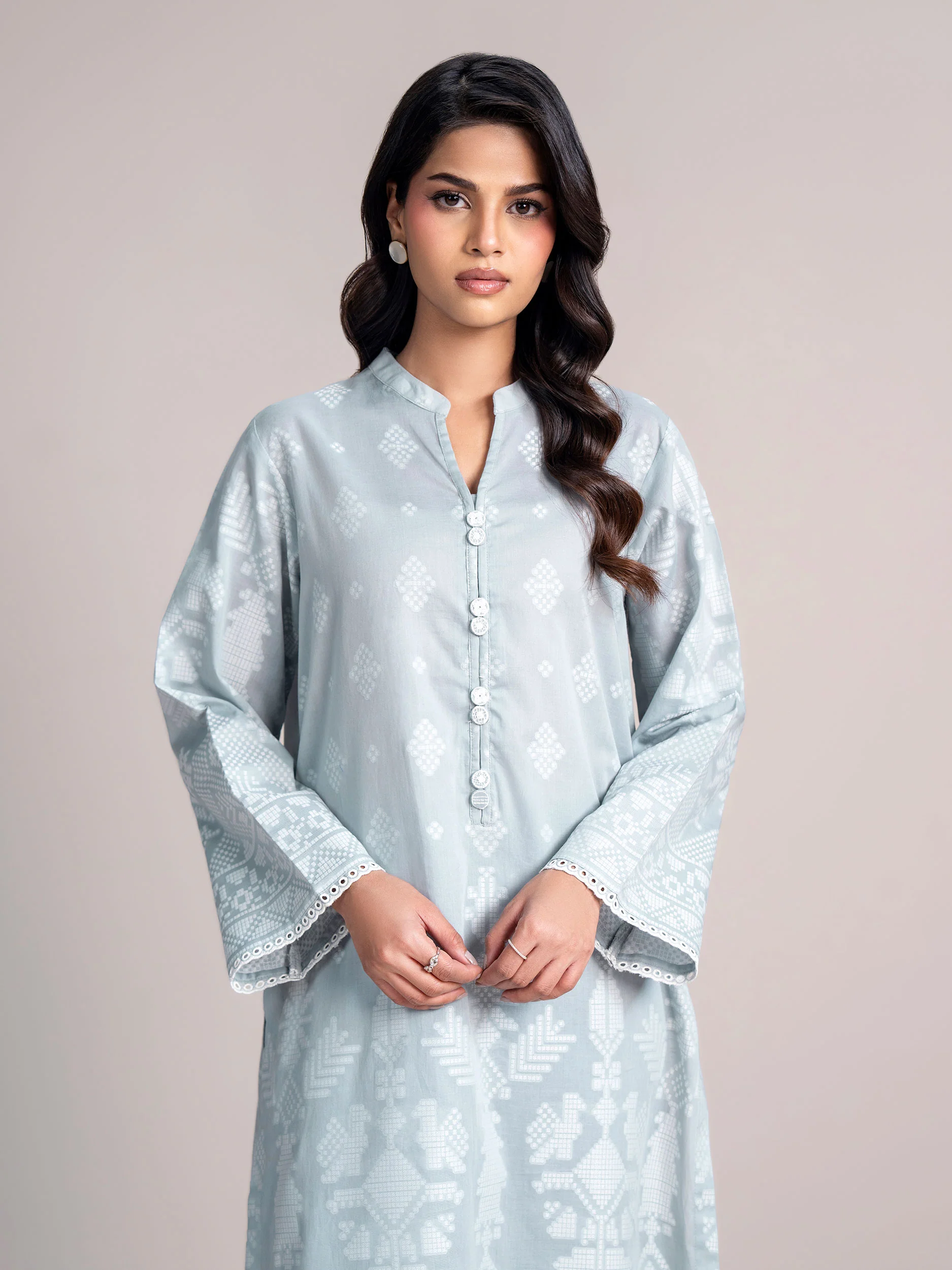 2 Piece Self Jacquard Suit- Embroidered (Pret) - Image 6