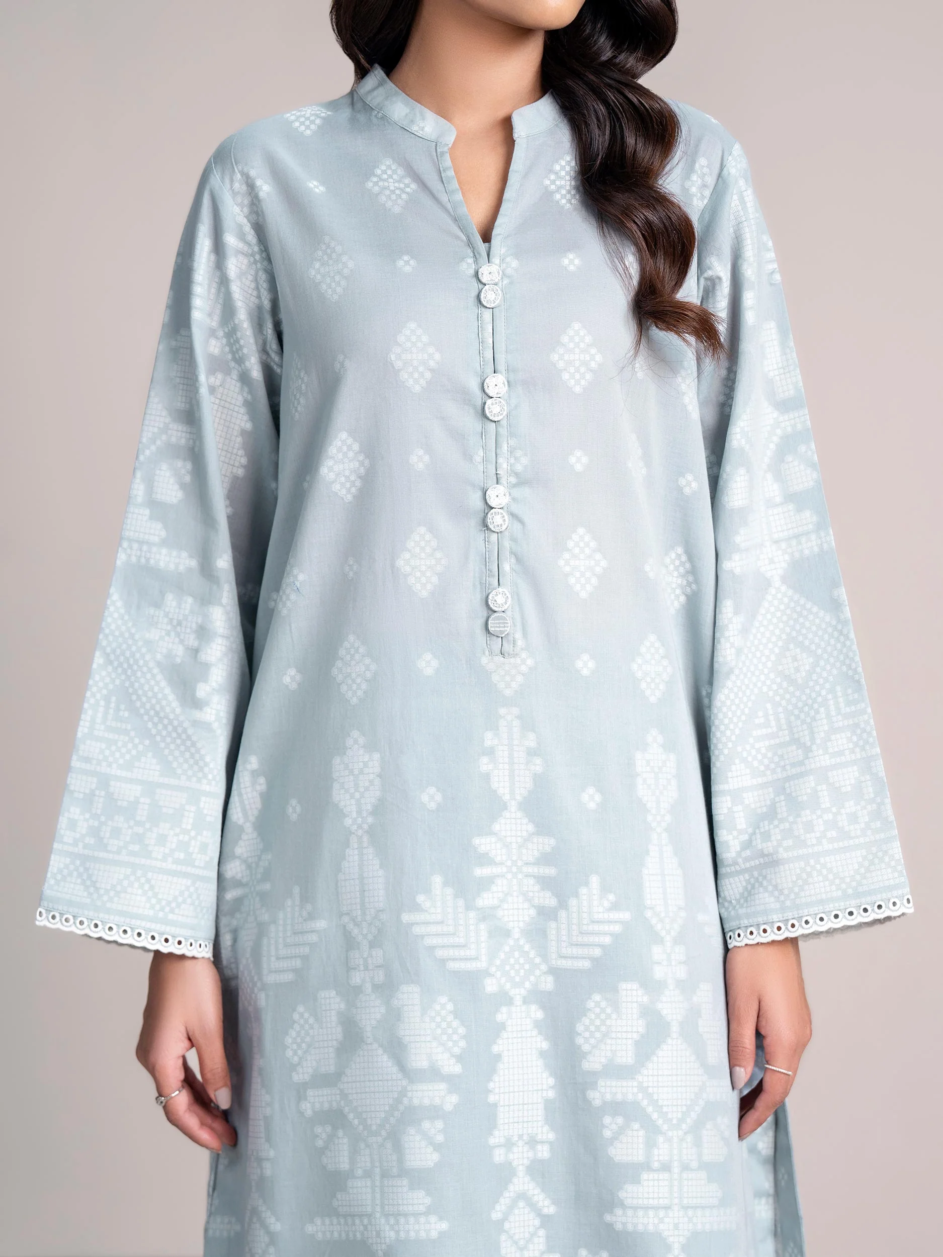 2 Piece Self Jacquard Suit- Embroidered (Pret) - Image 7