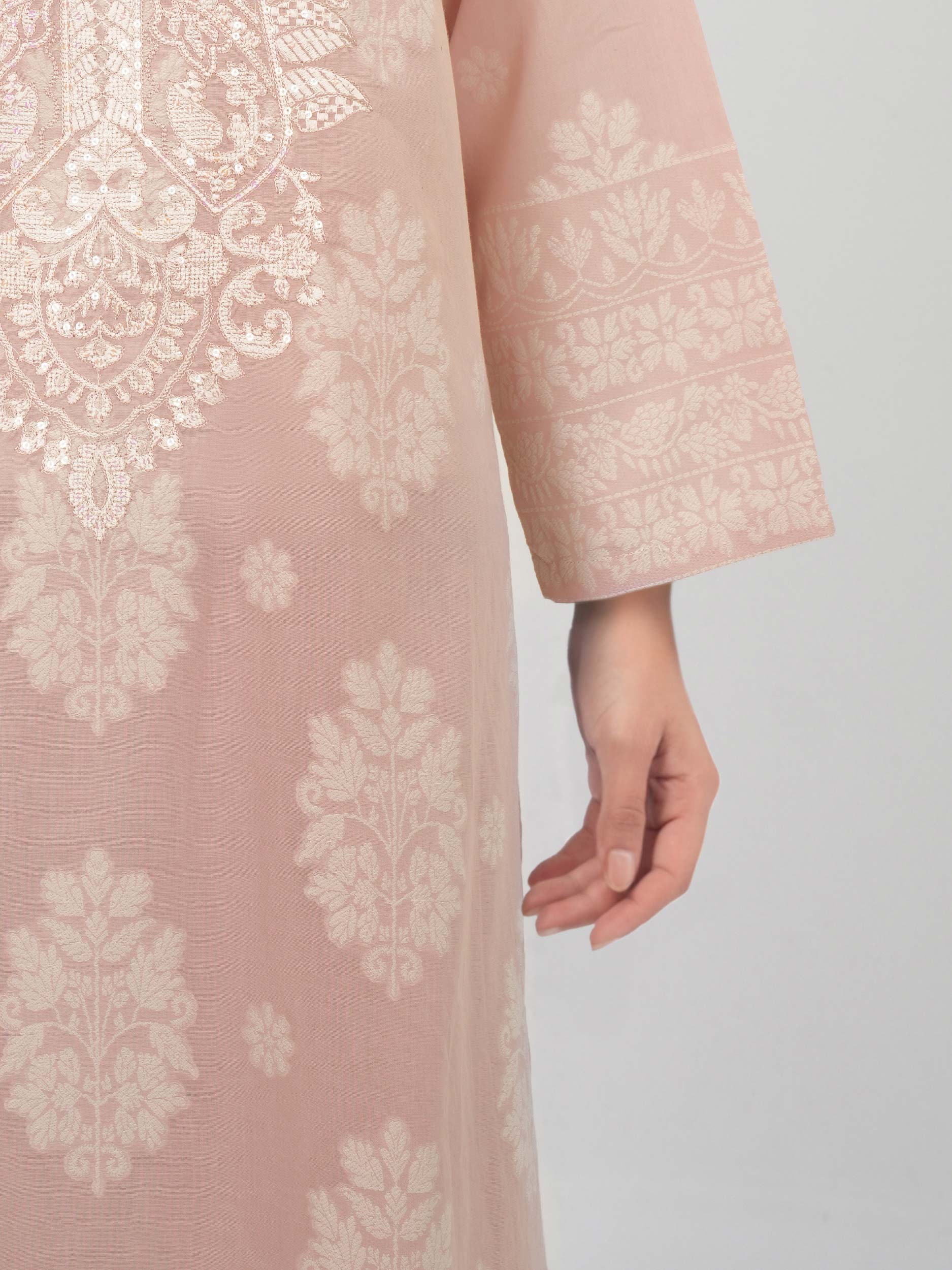 2 Piece Self Jacqurad Suit- Embroidered (Pret) - Image 5