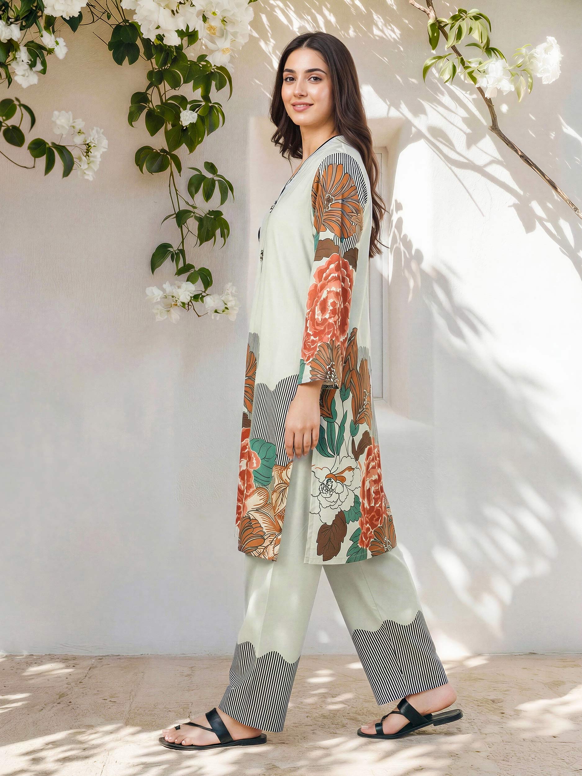 2 Piece Silk Suit (Pret) - Image 2