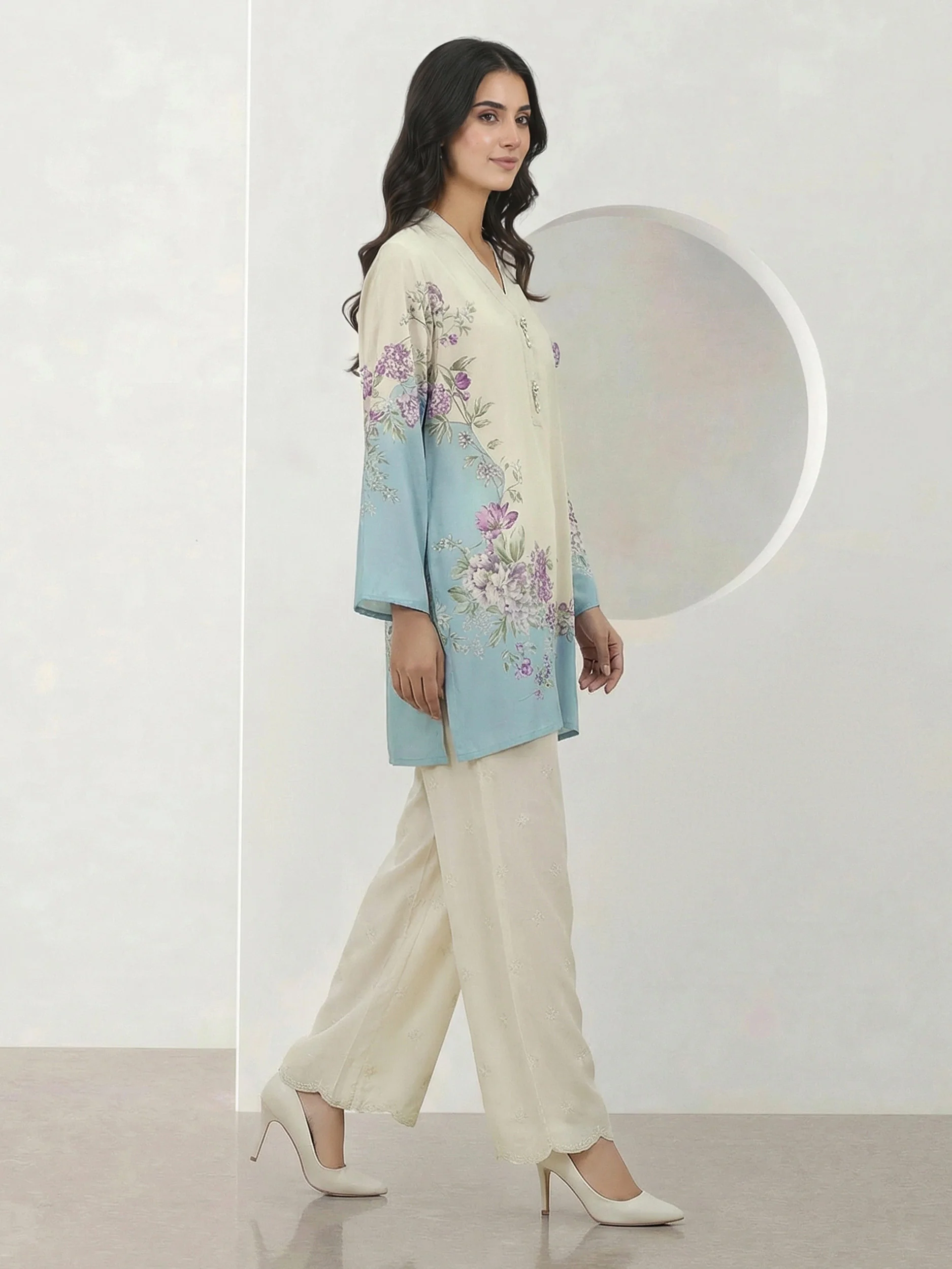 2 Piece Silk Suit- Embroidered (Pret) - Image 2