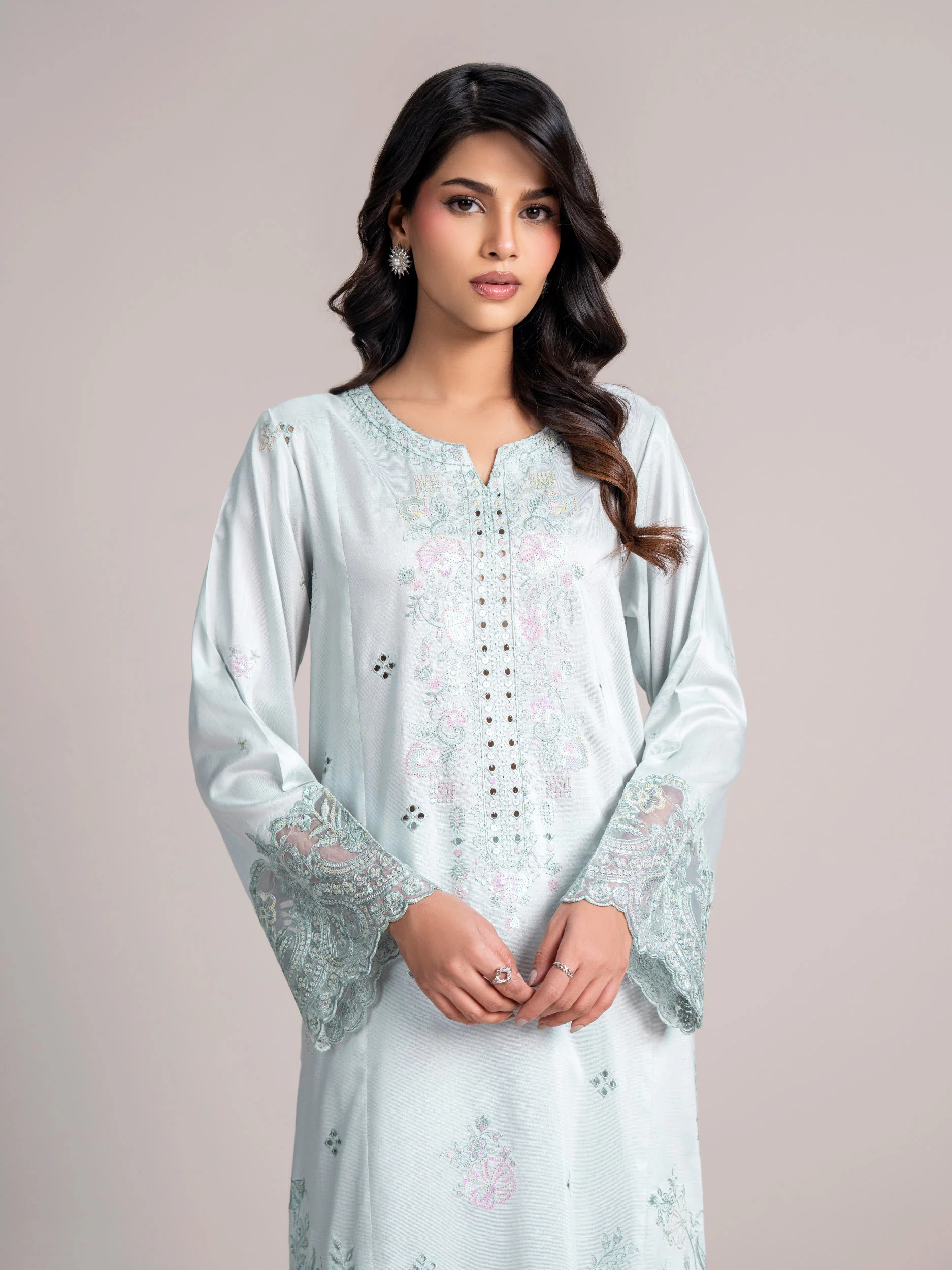 2 Piece Net Suit-Embroidered  (Pret) - Image 2