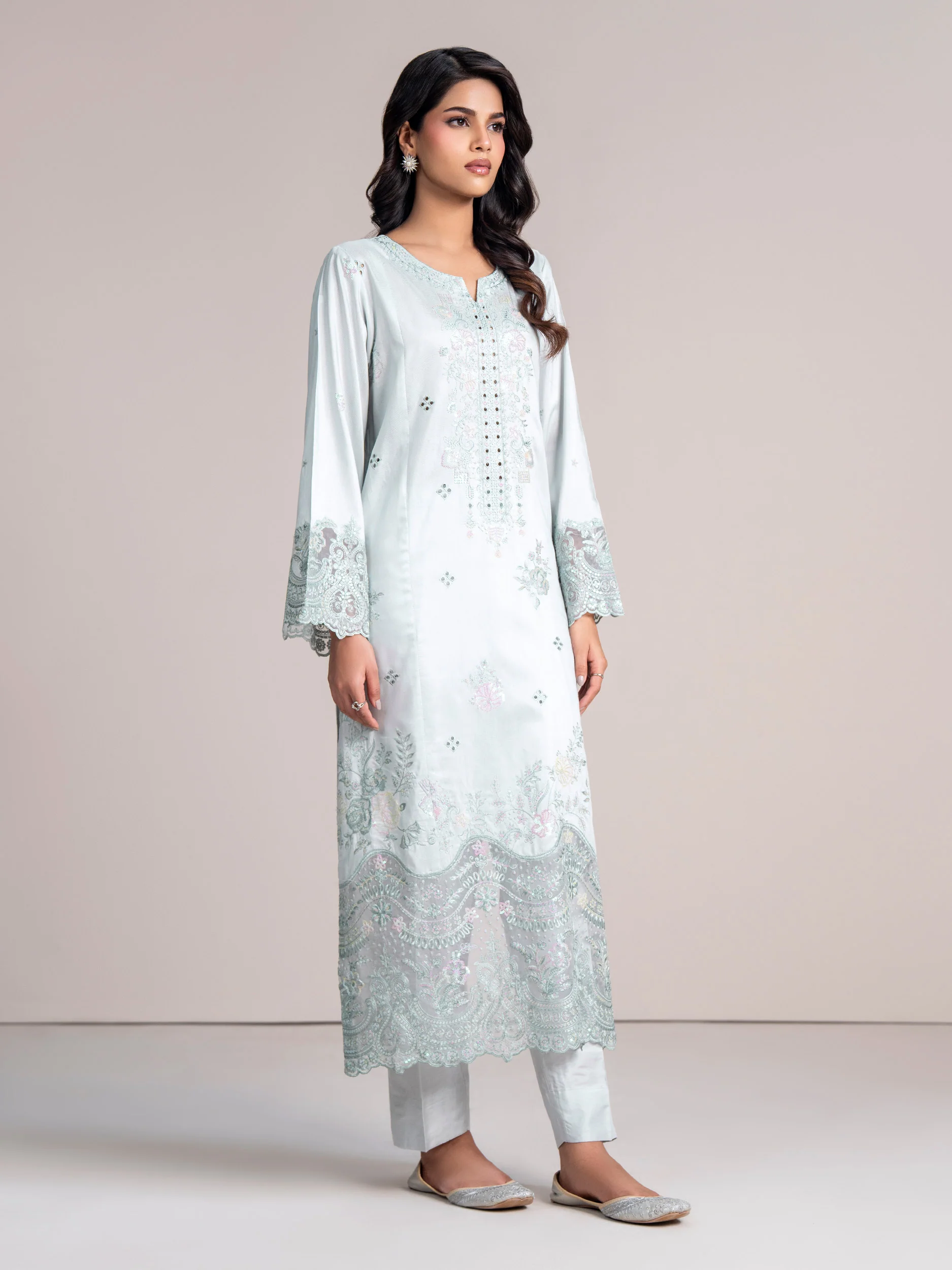 2 Piece Net Suit-Embroidered  (Pret) - Image 3