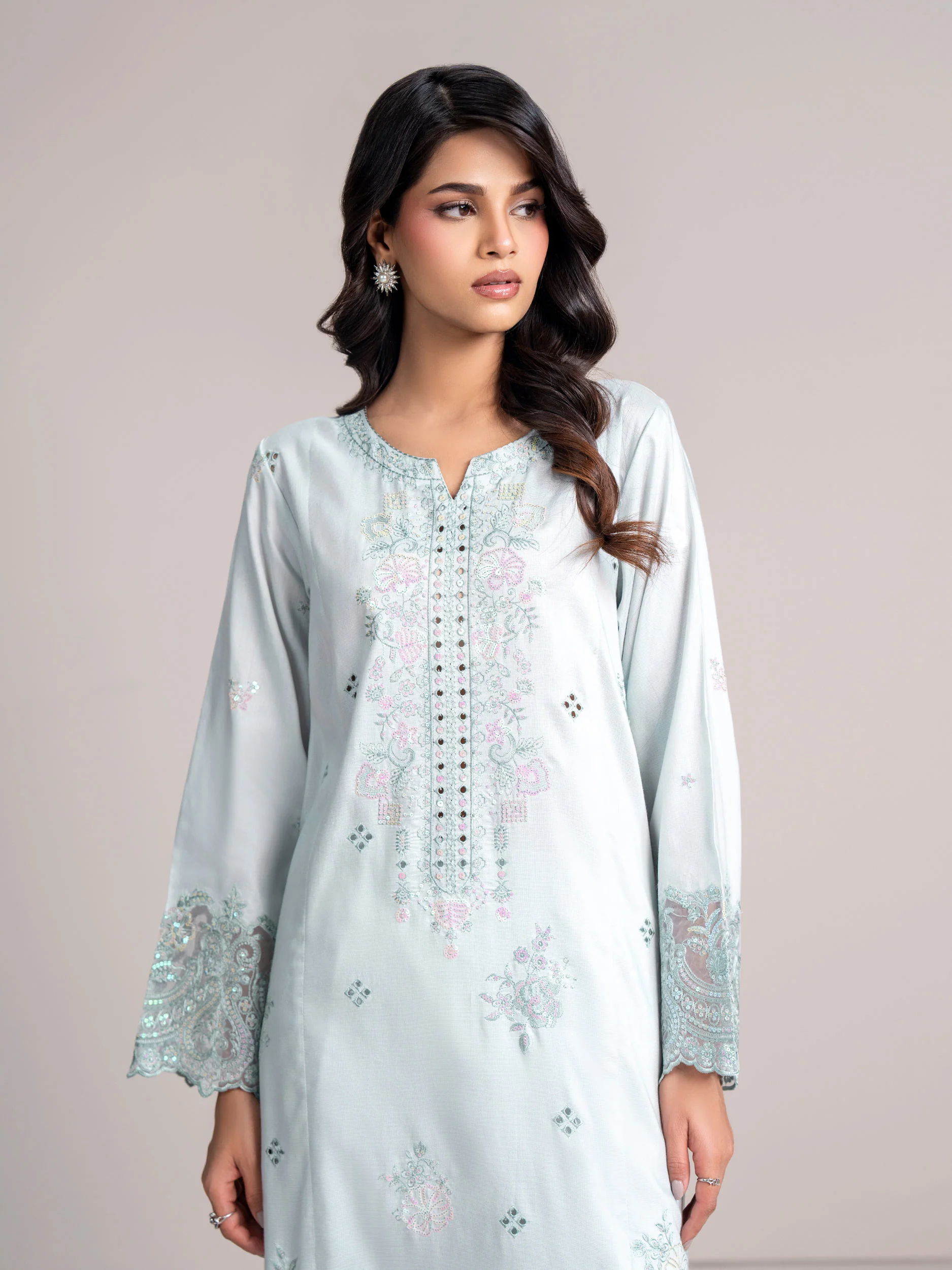 2 Piece Net Suit-Embroidered  (Pret) - Image 6