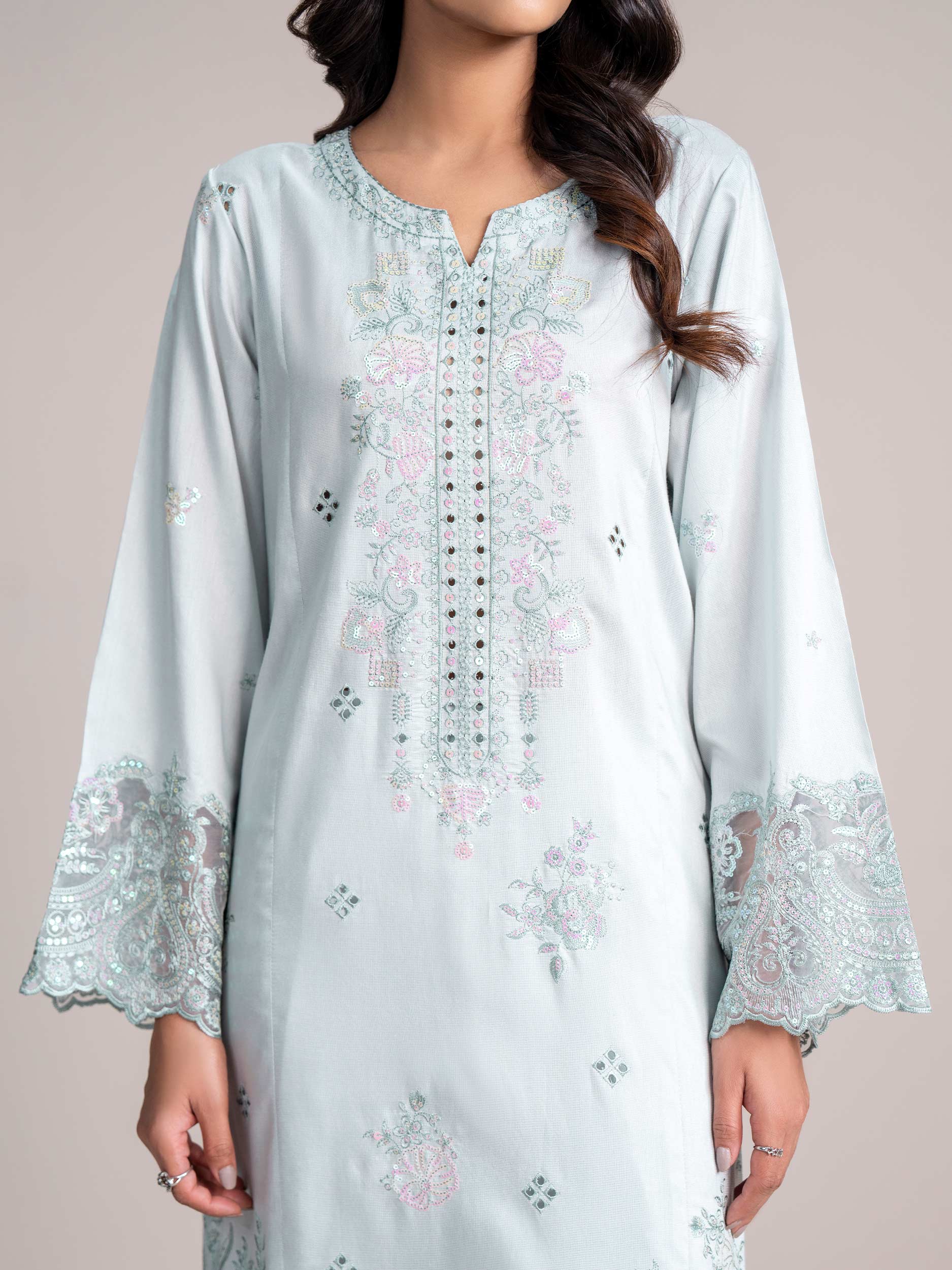 2 Piece Net Suit-Embroidered  (Pret) - Image 7