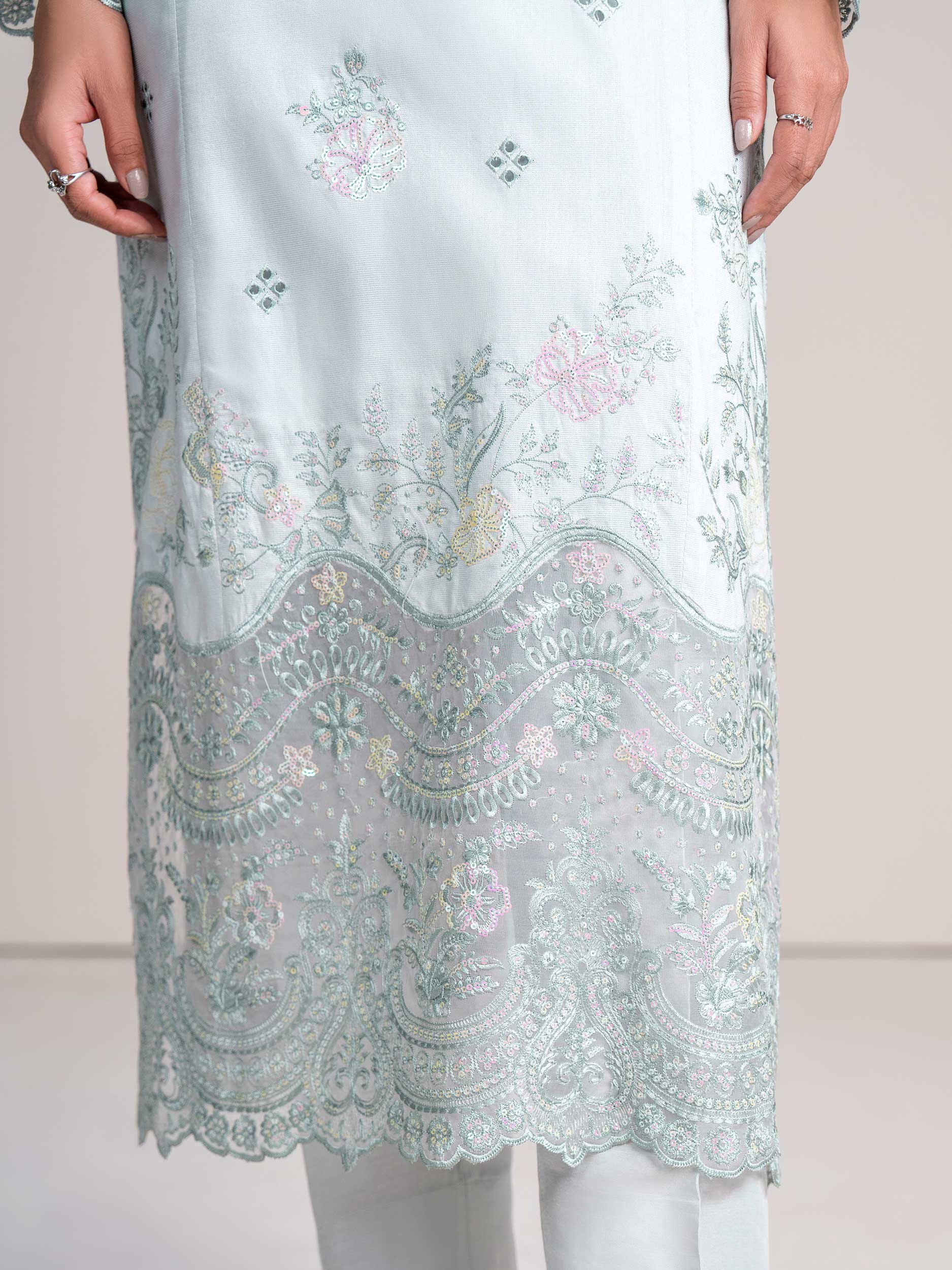 2 Piece Net Suit-Embroidered  (Pret) - Image 8