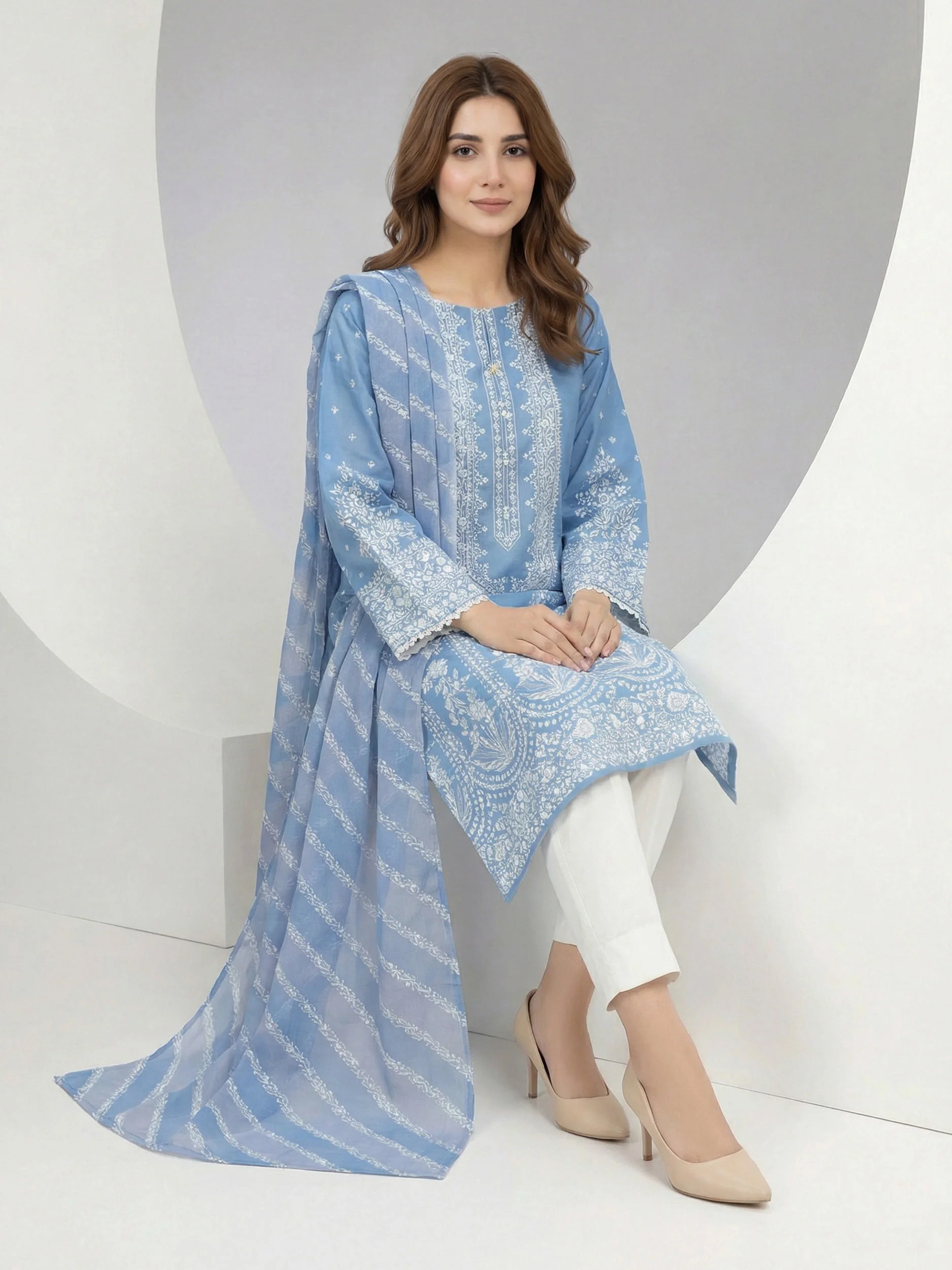 2 Piece Cambric Suit (Pret) - Image 3