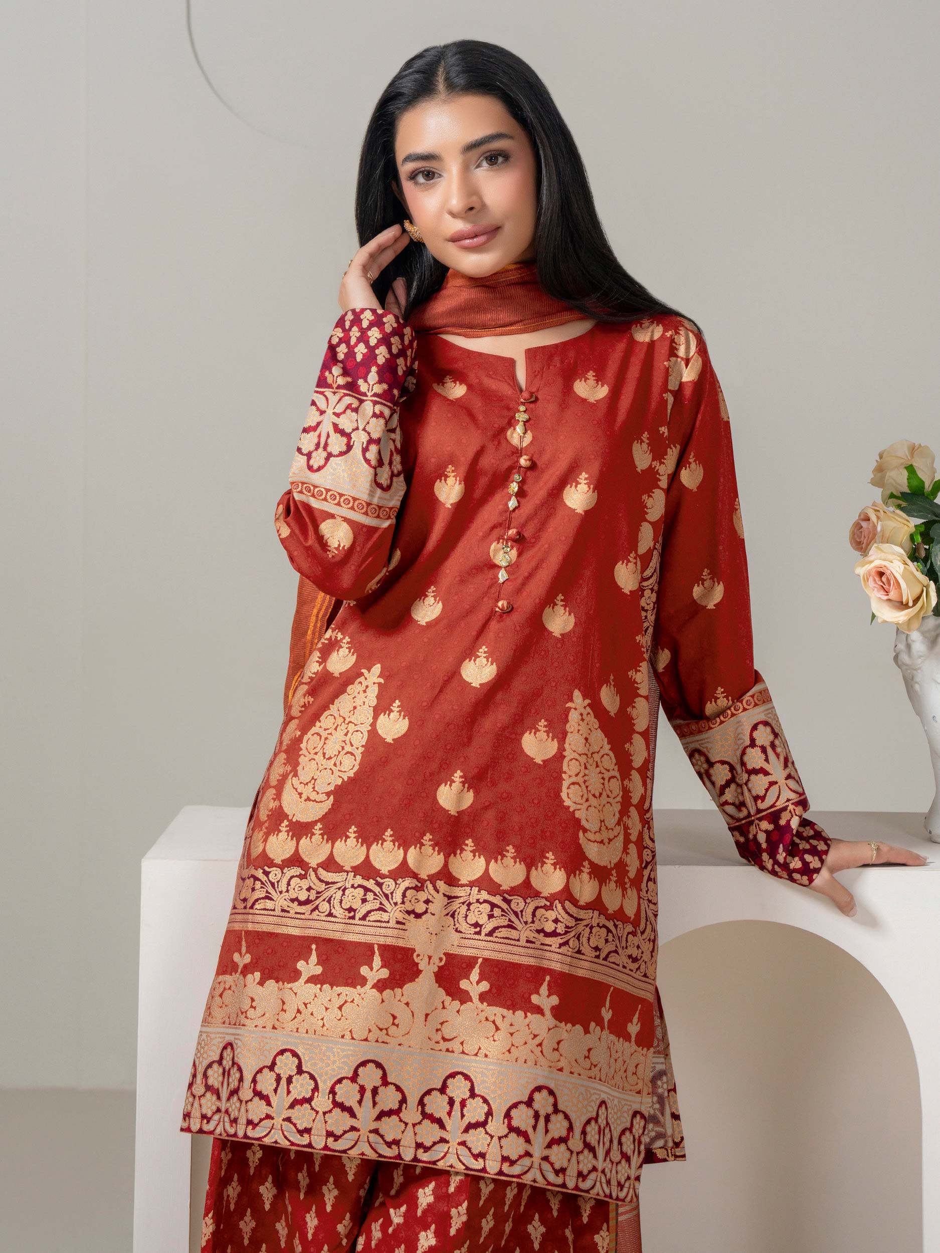 3 Piece Lawn Suit-Paste-Print (Pret) - Image 3