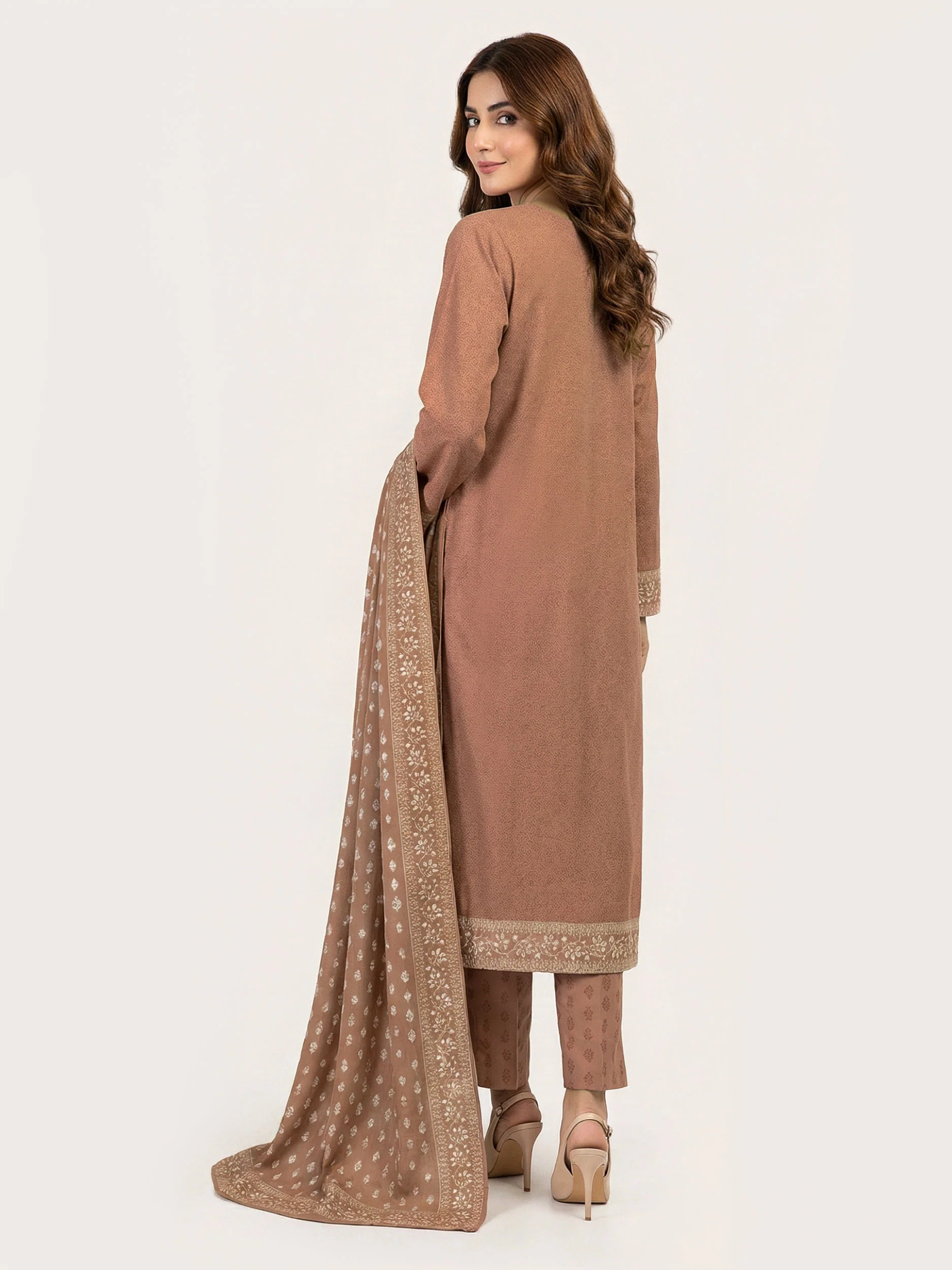 3 Piece Khaddar Suit- Embroidered (Pret) - Image 2