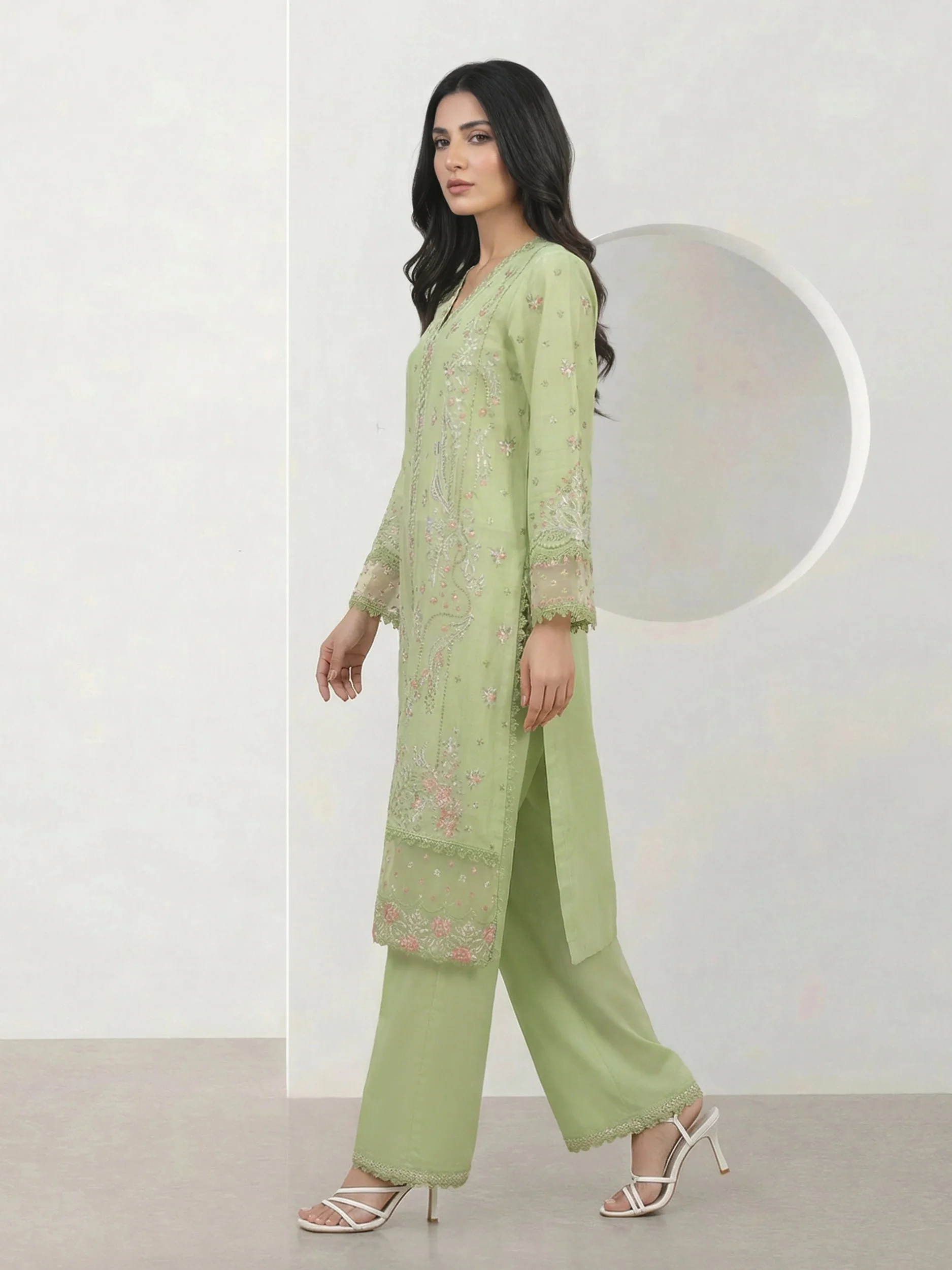 2 Piece Dobby Suit- Embroidered (Pret) - Image 2