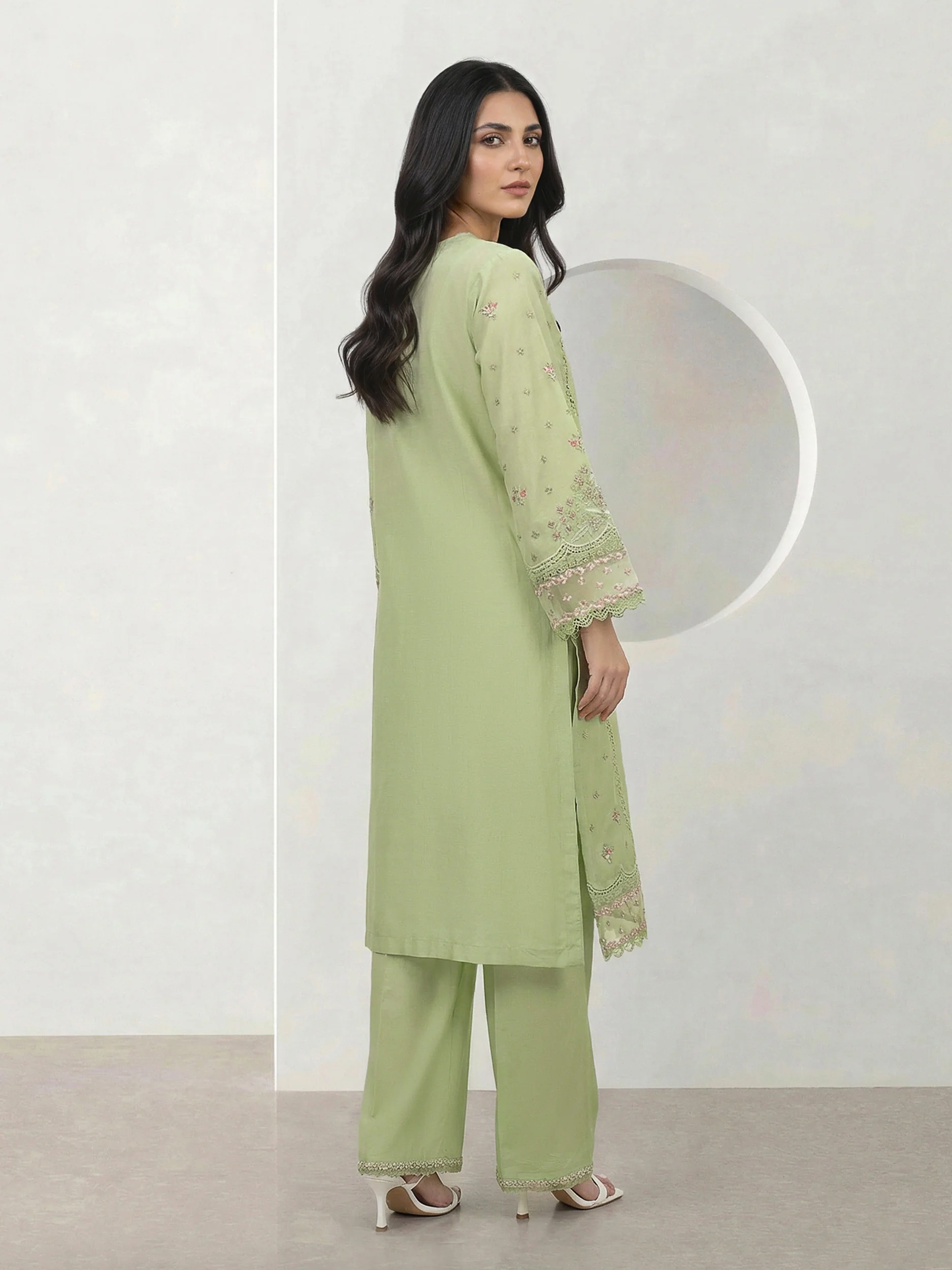 2 Piece Dobby Suit- Embroidered (Pret) - Image 3