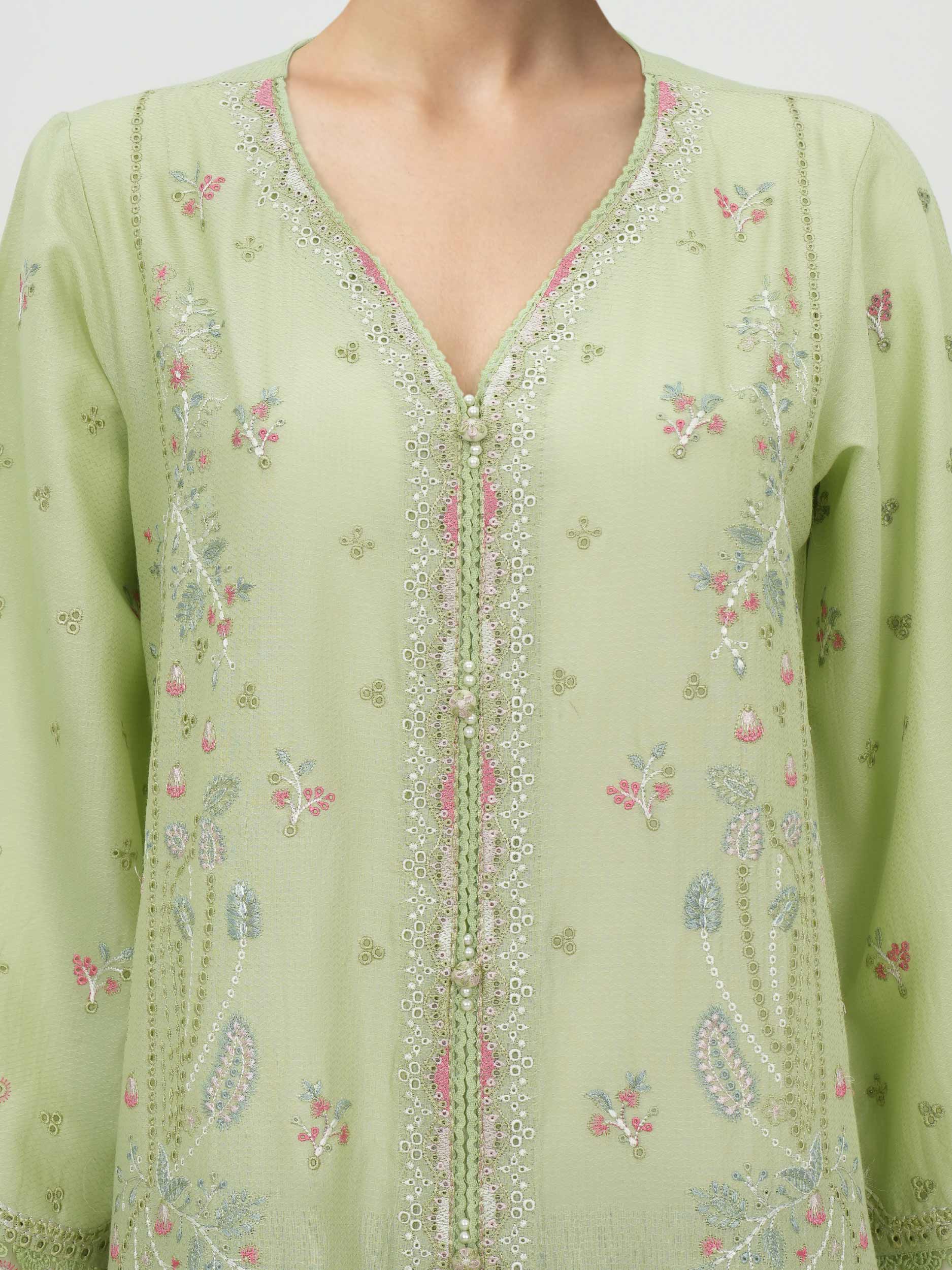 2 Piece Dobby Suit- Embroidered (Pret) - Image 4