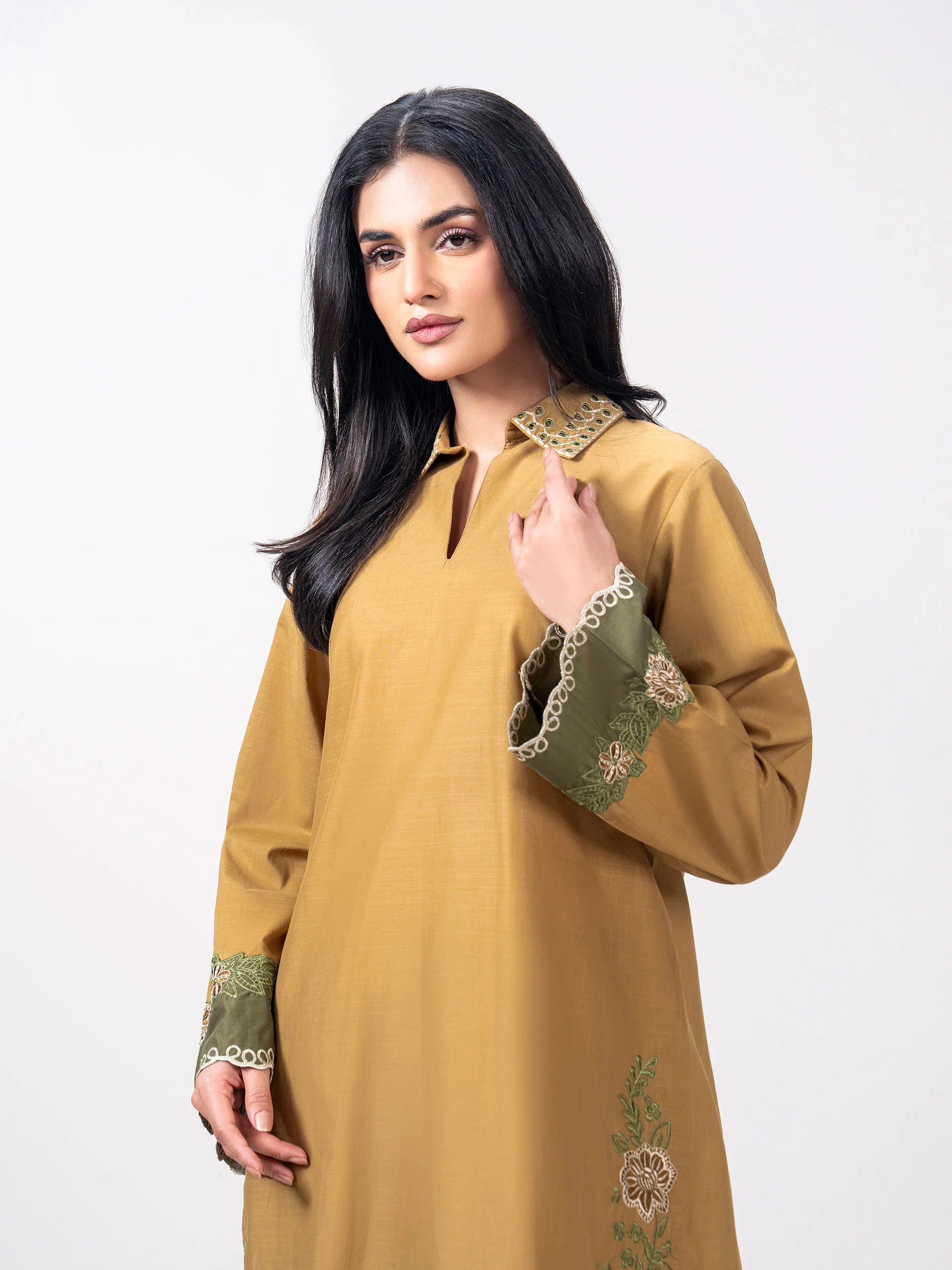2 Piece Cambric Slub Suit- Embroidered (Pret) - Image 6