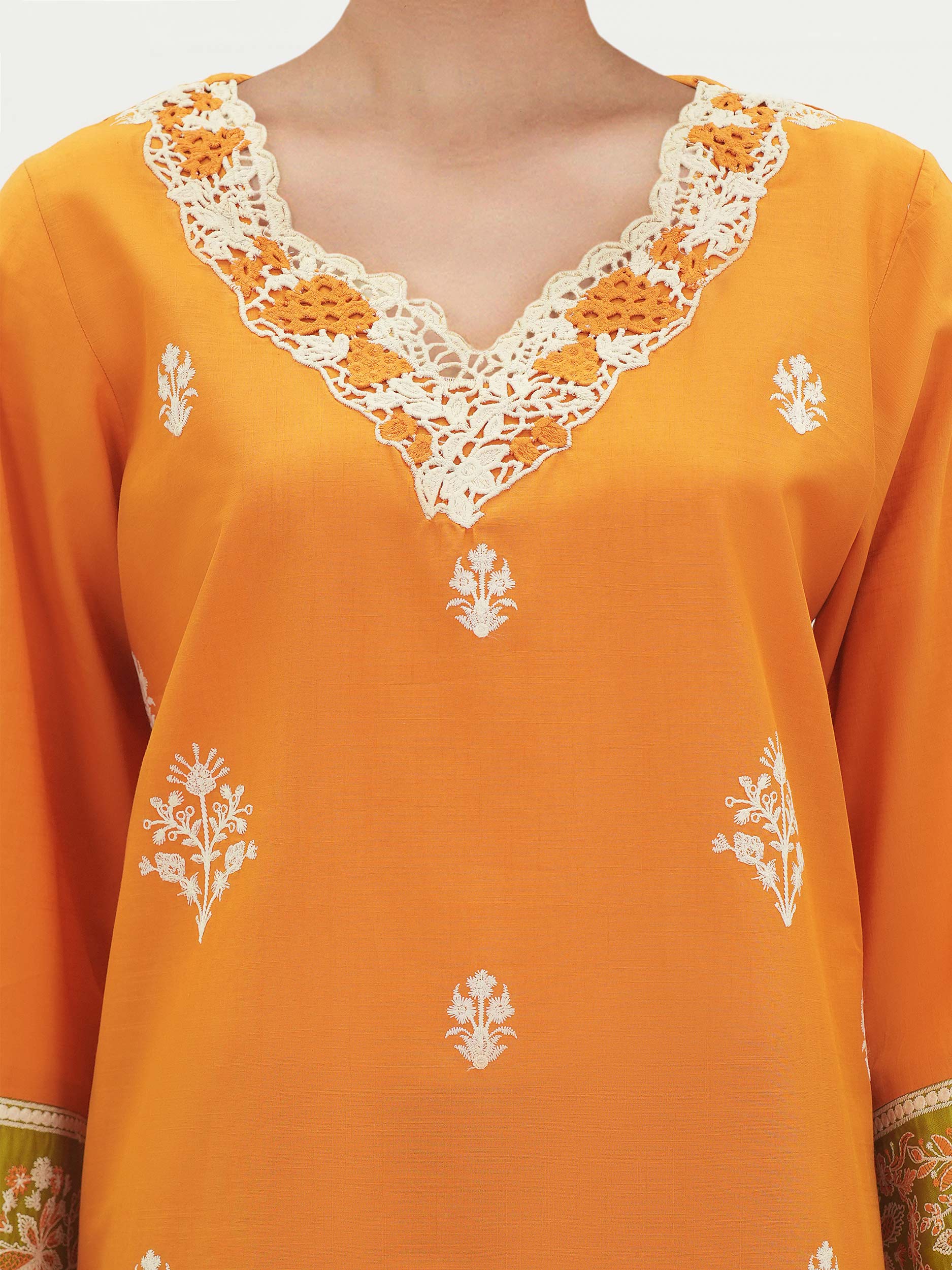 2 Piece Cambric Slub Suit- Embroidered (Pret) - Image 4