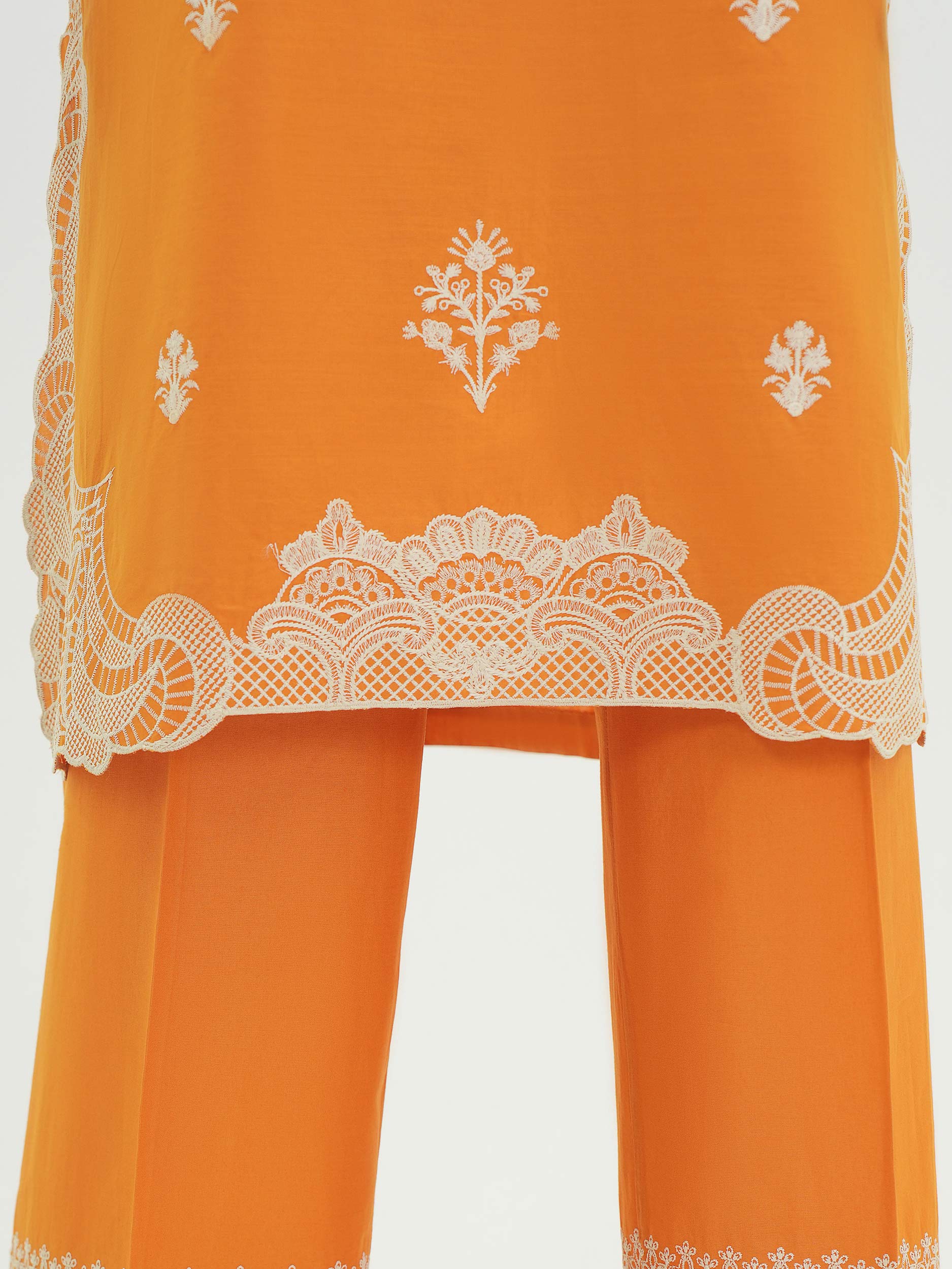 2 Piece Cambric Slub Suit- Embroidered (Pret) - Image 5