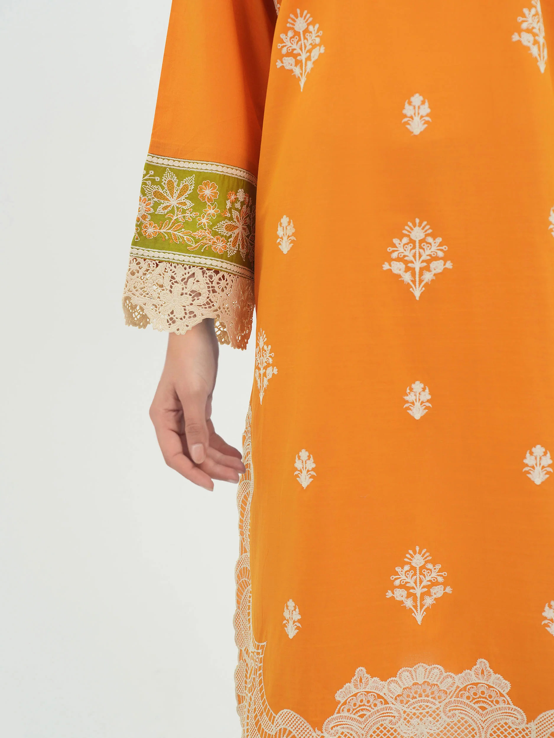 2 Piece Cambric Slub Suit- Embroidered (Pret) - Image 6