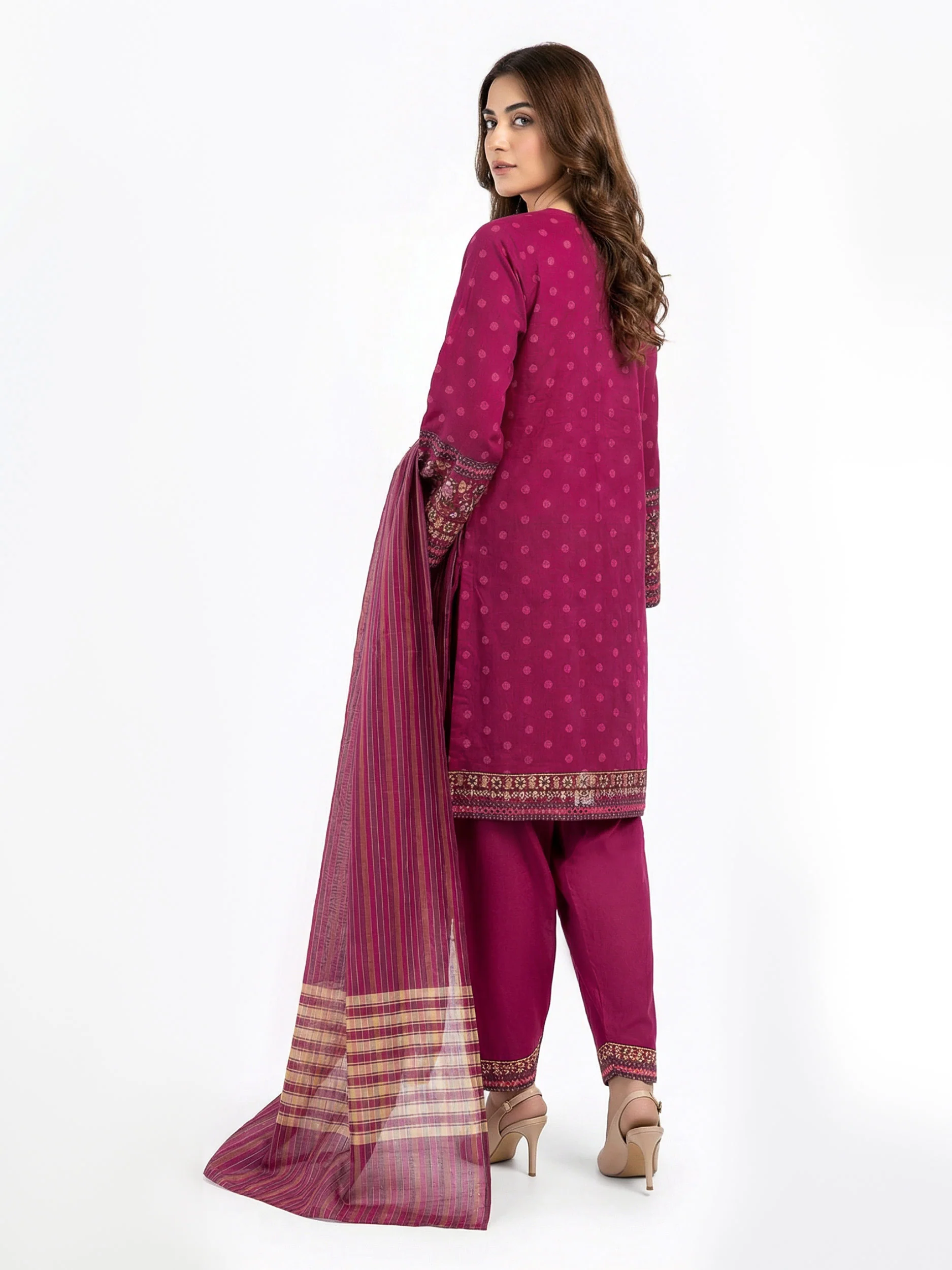 3 Piece Raw Silk Suit- Embroidered (Pret) - Image 2