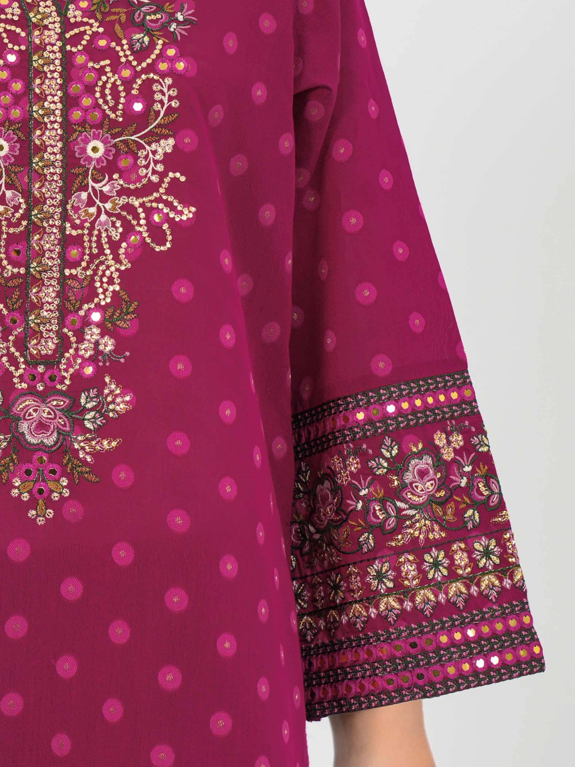 3 Piece Raw Silk Suit- Embroidered (Pret) - Image 5