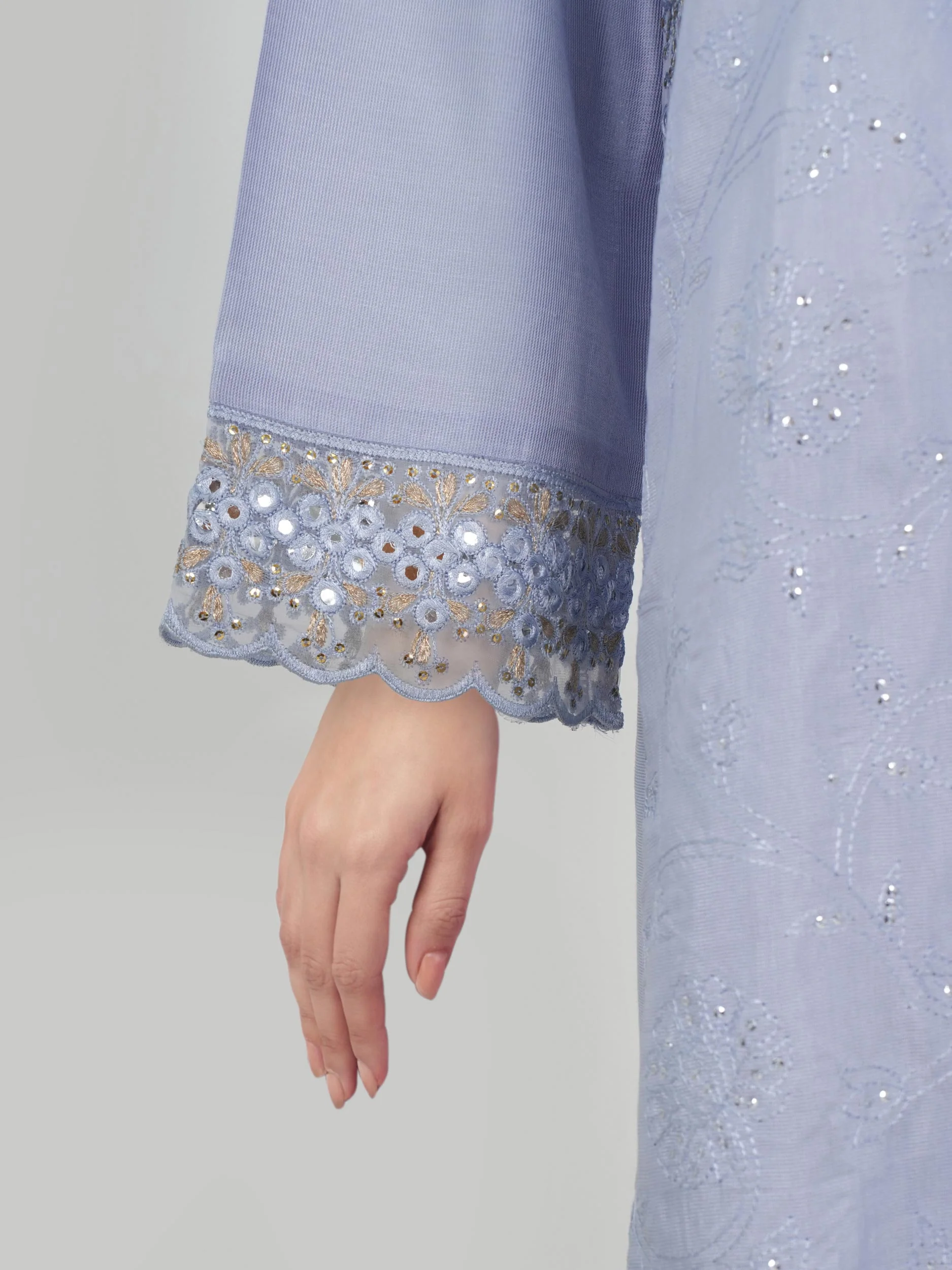 2 Piece Cotton Net Suit- Embroidered (Pret) - Image 5