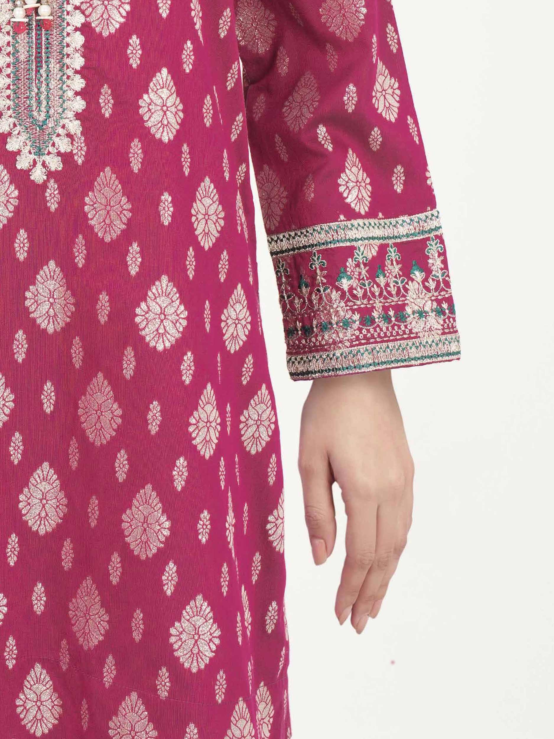 3 Piece Raw Silk Suit- Embroidered (Pret) - Image 5