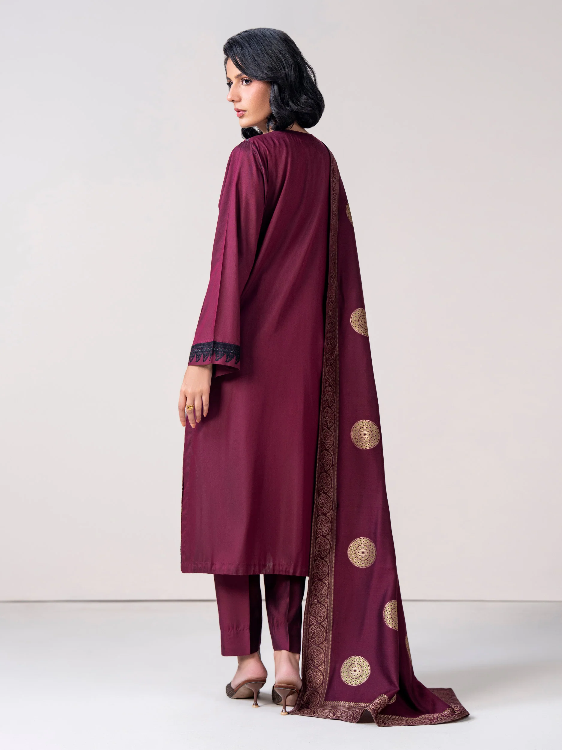 3 Piece Raw Silk Suit- Embroidered (Pret) - Image 3