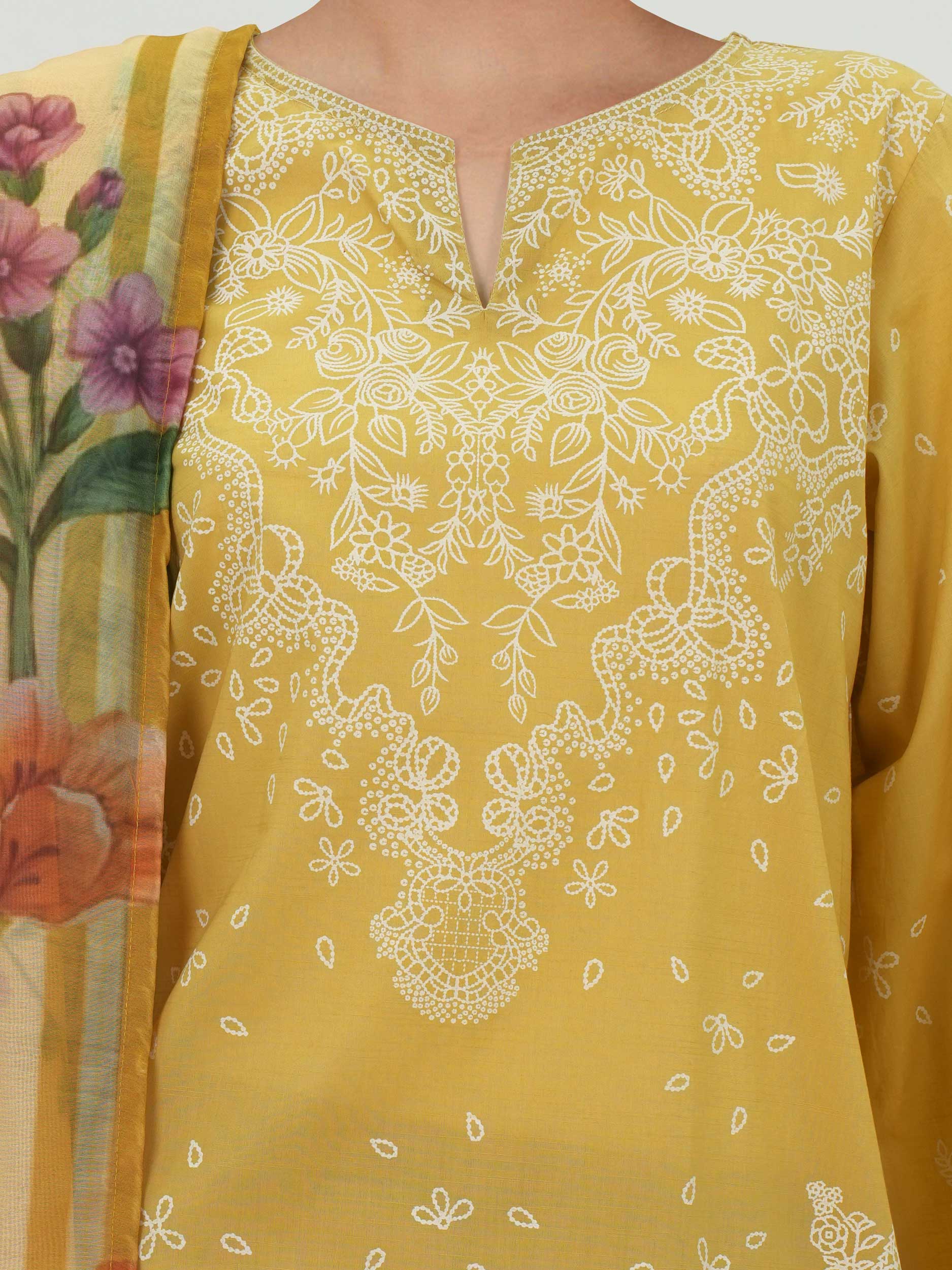 3 Piece Lawn Slub Suit- (Pret) - Image 5