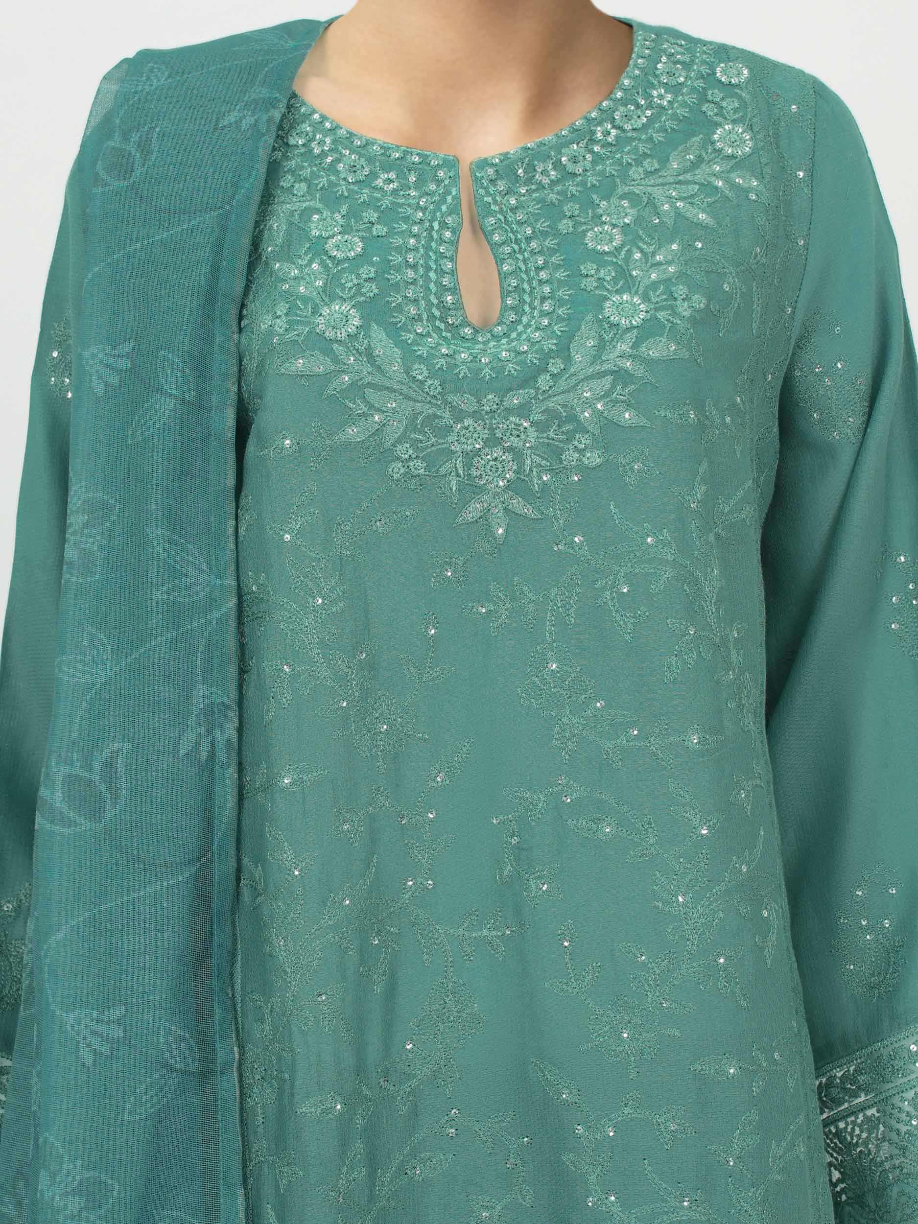 3 Piece Dobby Suit- Embroidered (Pret) - Image 4