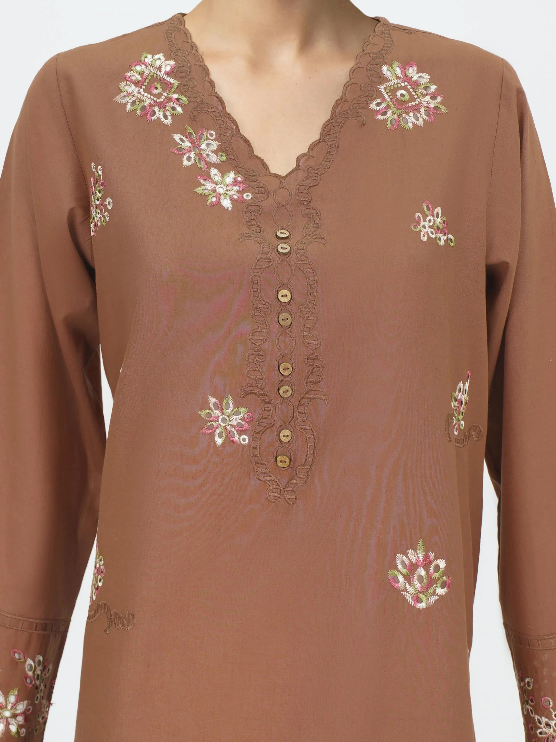 2 Piece Cambric Suit- Embroidered (Pret) - Image 4
