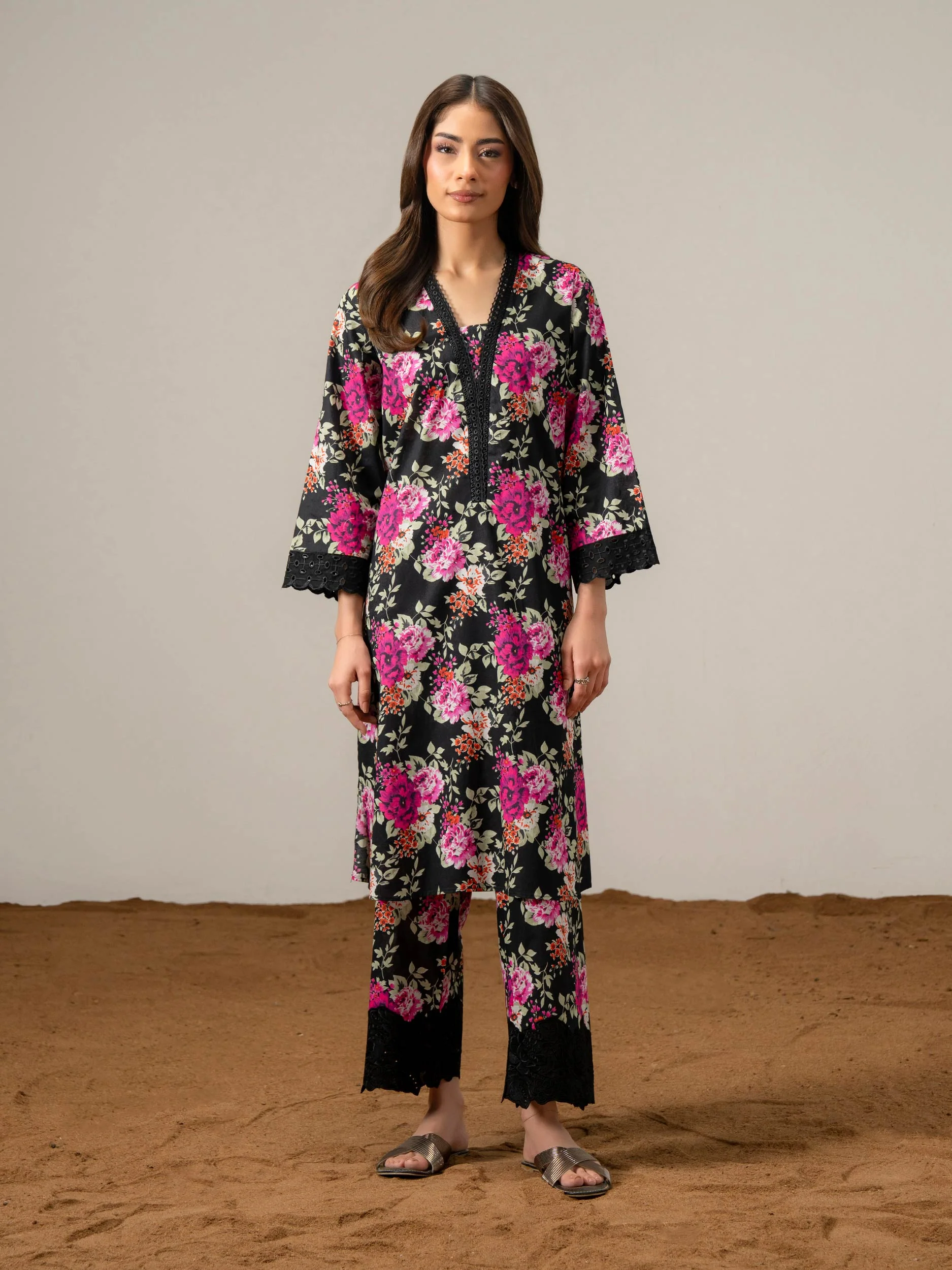 2 Piece Cambric Suit-Printed (Pret) - Image 3