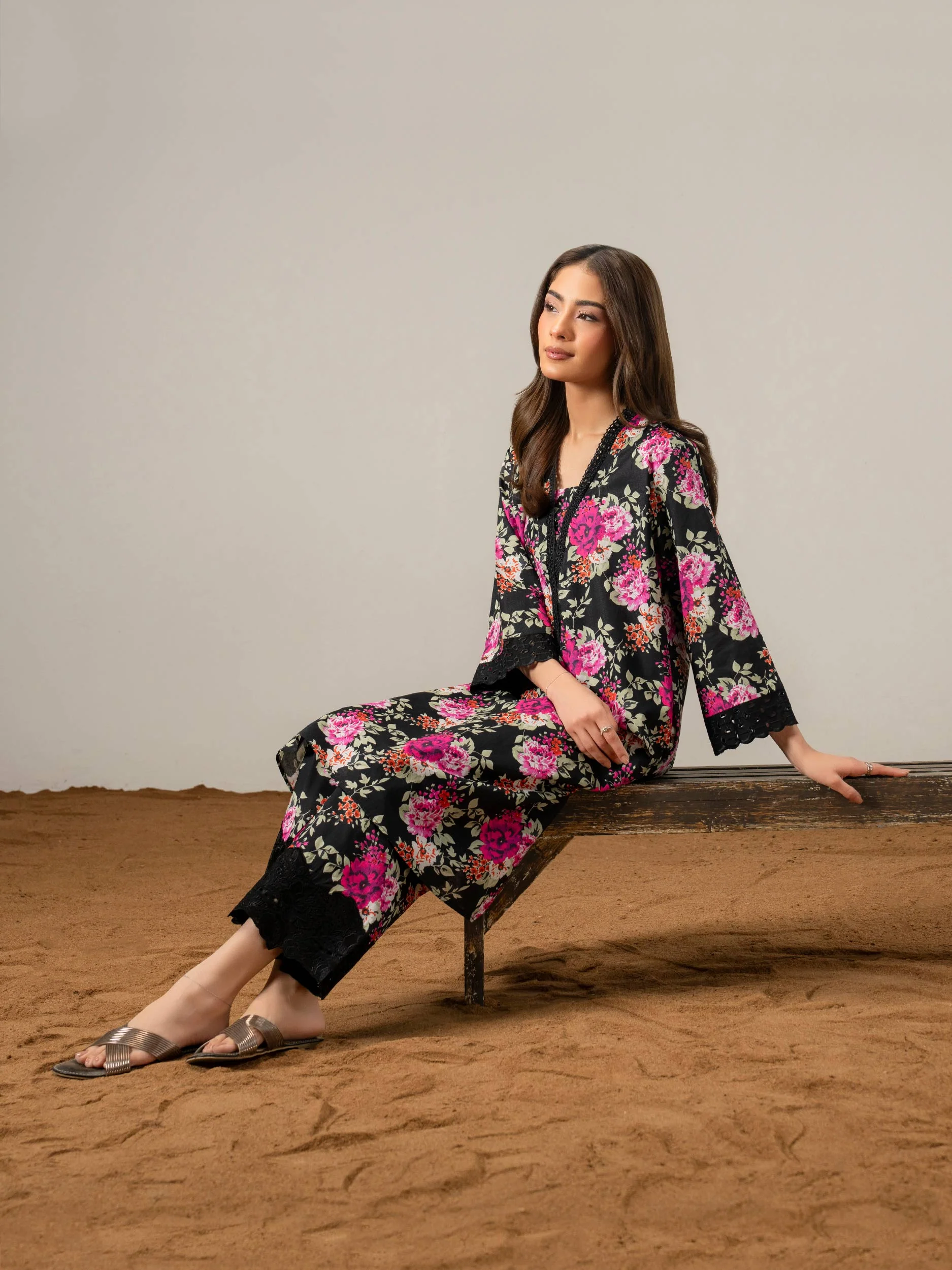 2 Piece Cambric Suit-Printed (Pret) - Image 6
