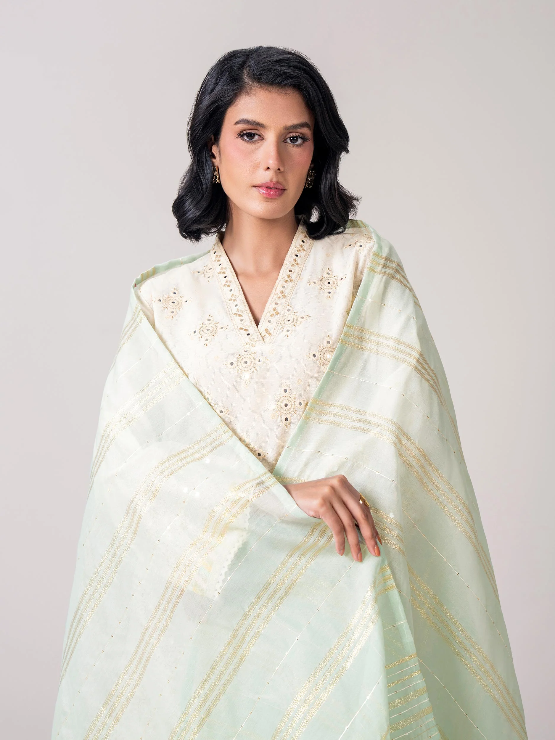 3 Piece Self Jacquard Suit- Embroidered (Pret) - Image 4