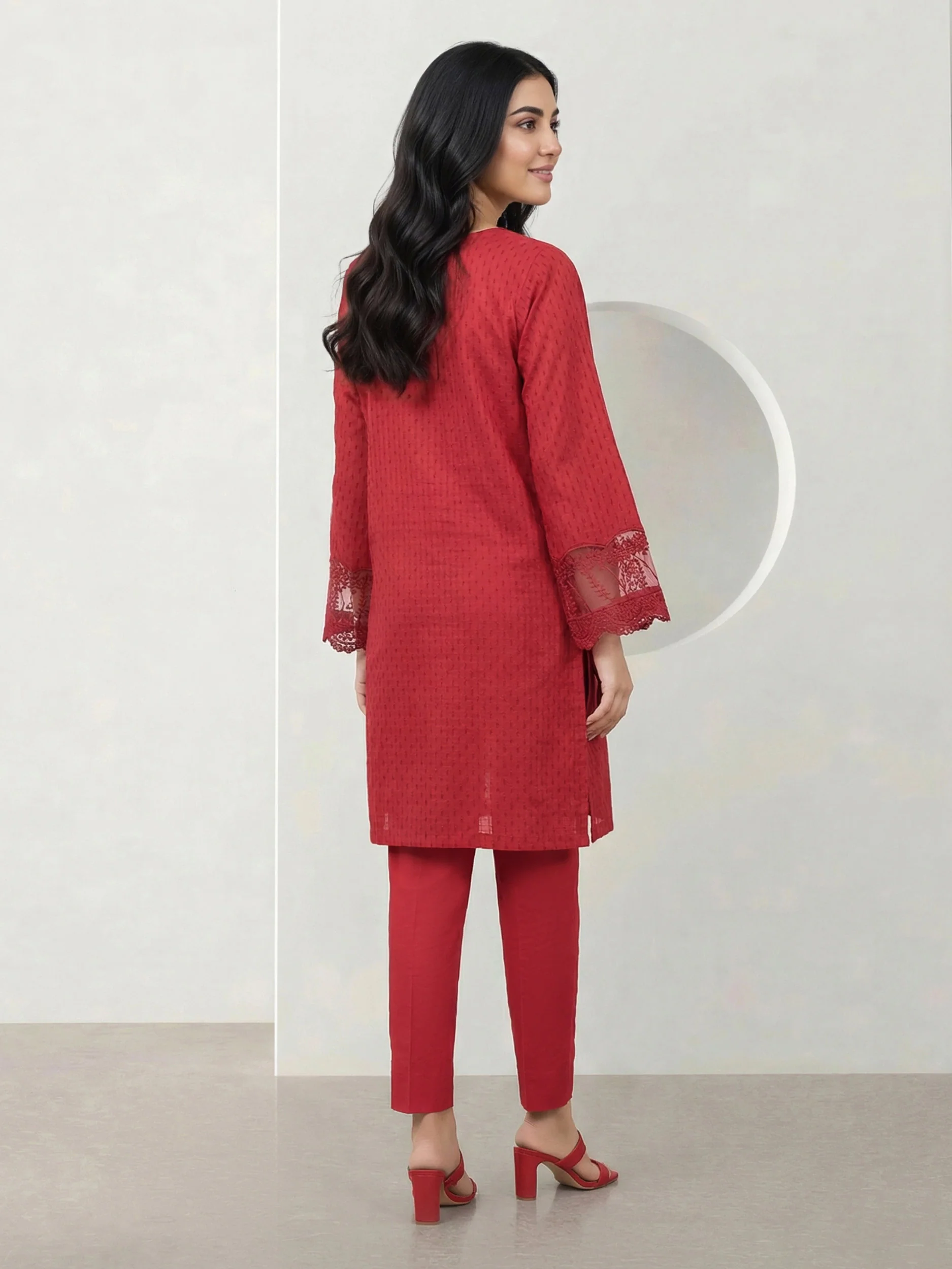 2 Piece Lawn Texture Suit- Embroidered (Pret) - Image 3
