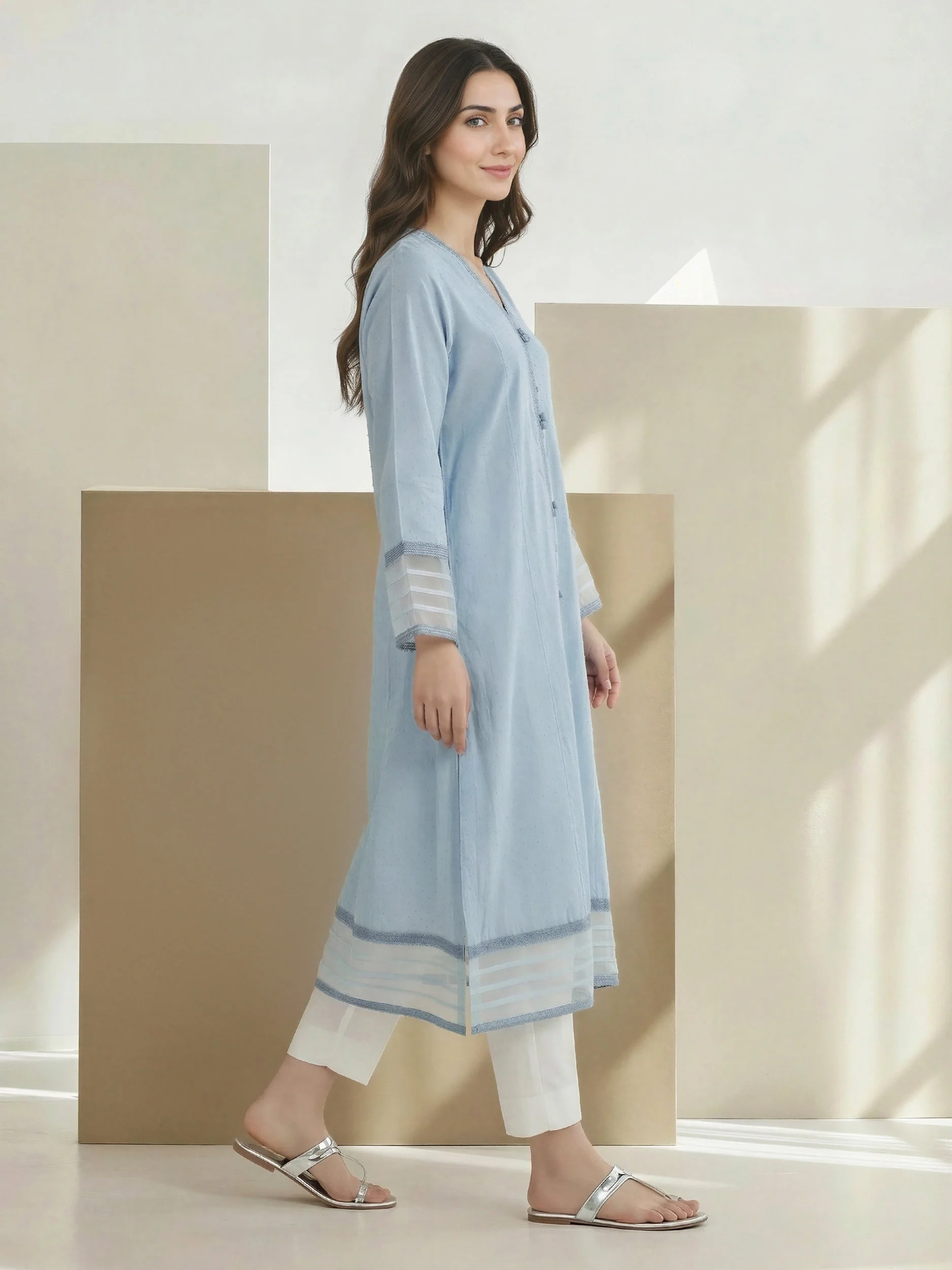 Lawn Texture Shirt- Embroidered (Pret) - Image 2