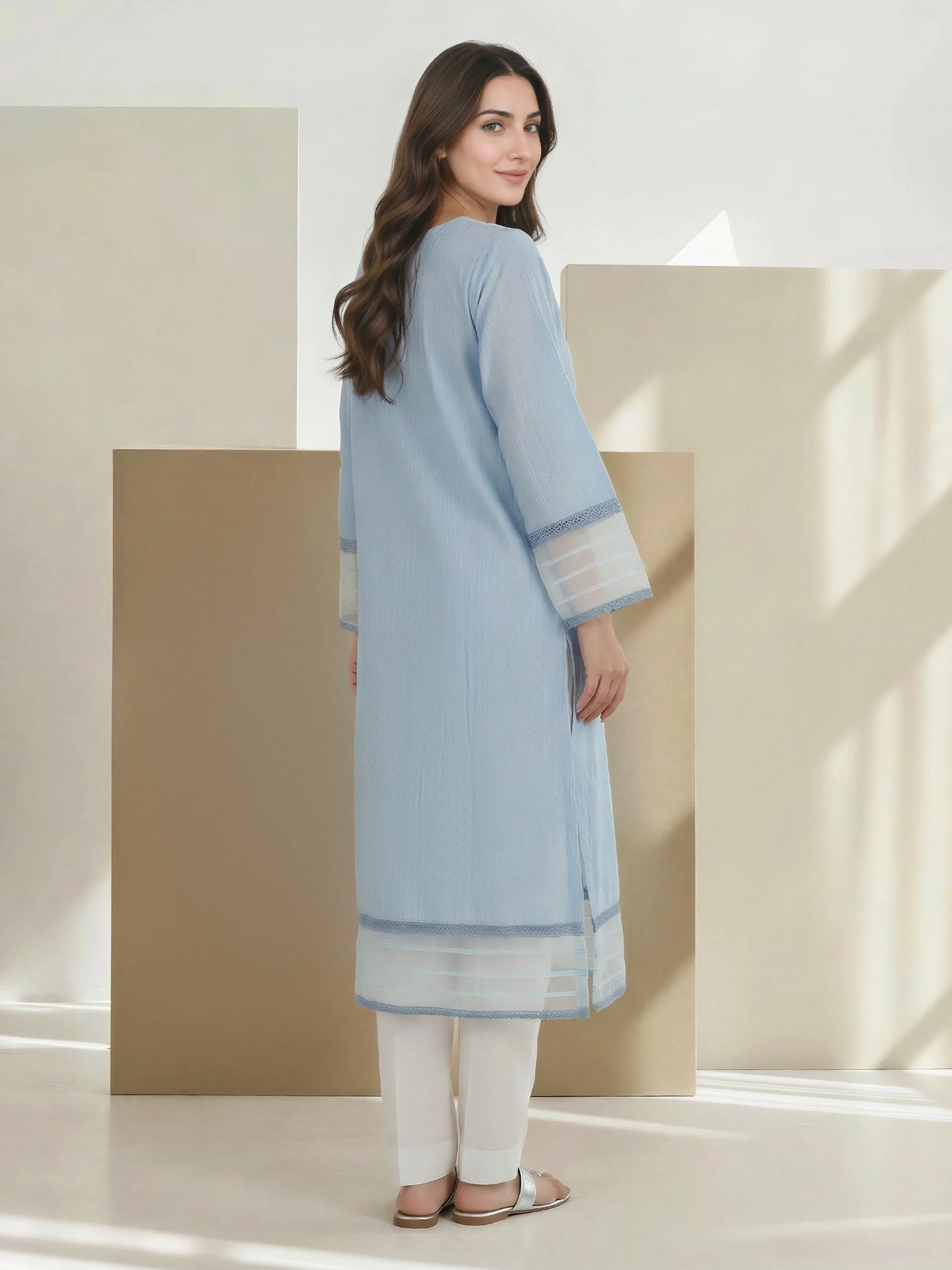 Lawn Texture Shirt- Embroidered (Pret) - Image 3