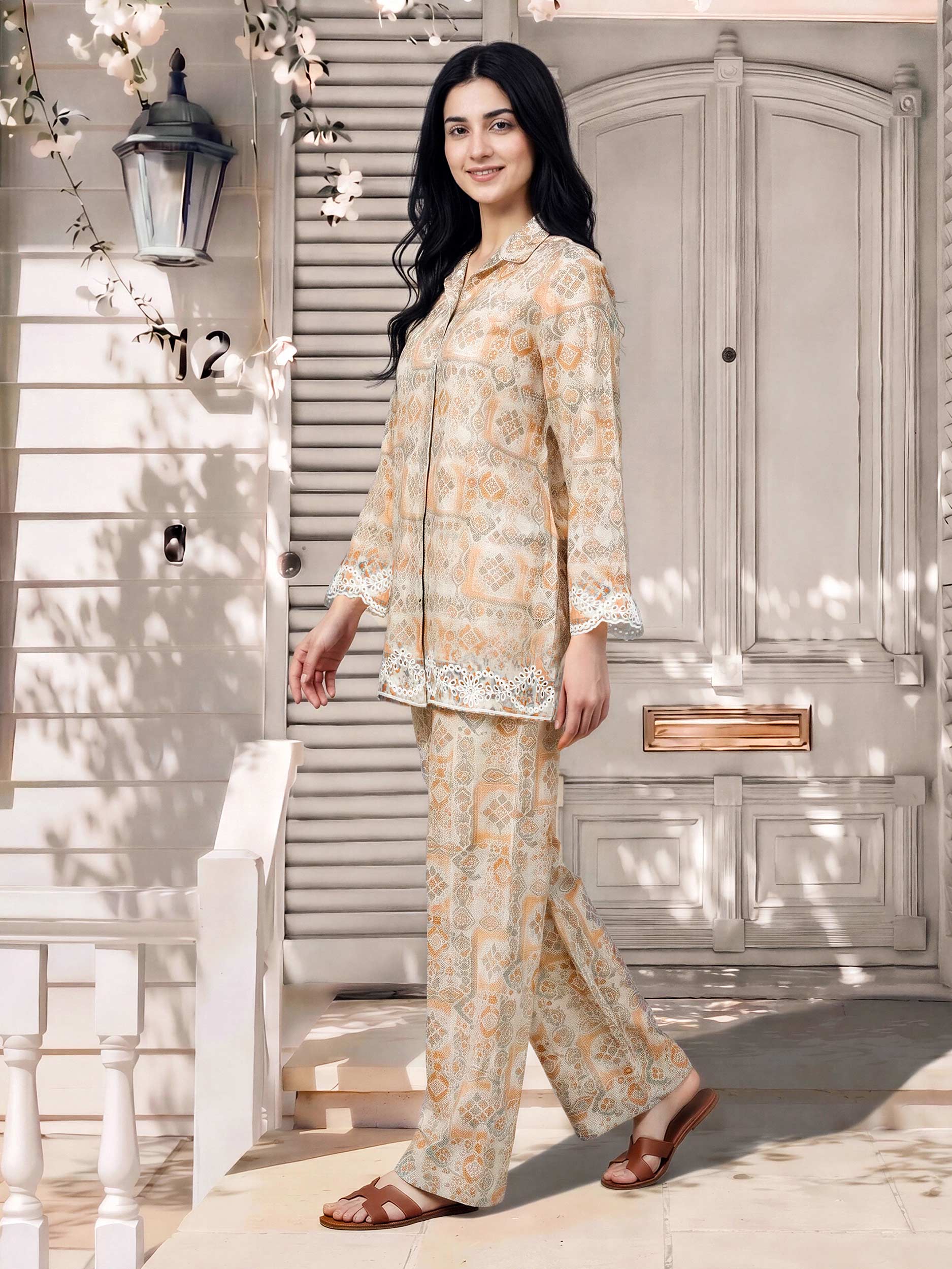 Cambric Slub Co-ord Set- Embroidered - Image 2