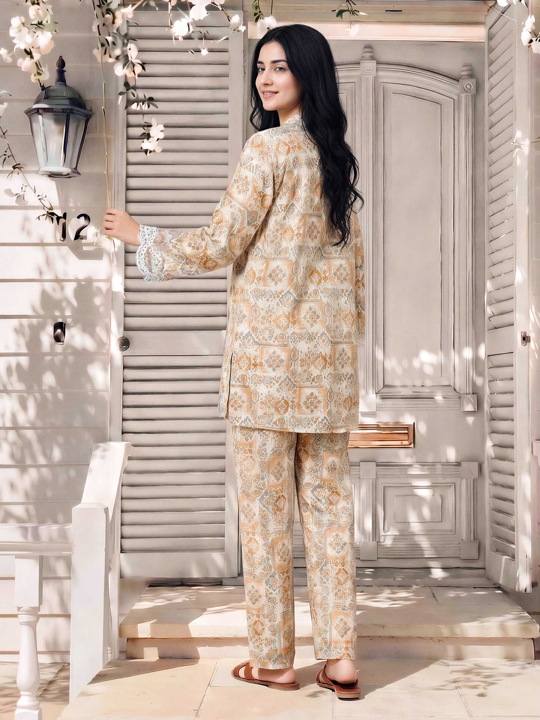 Cambric Slub Co-ord Set- Embroidered - Image 3