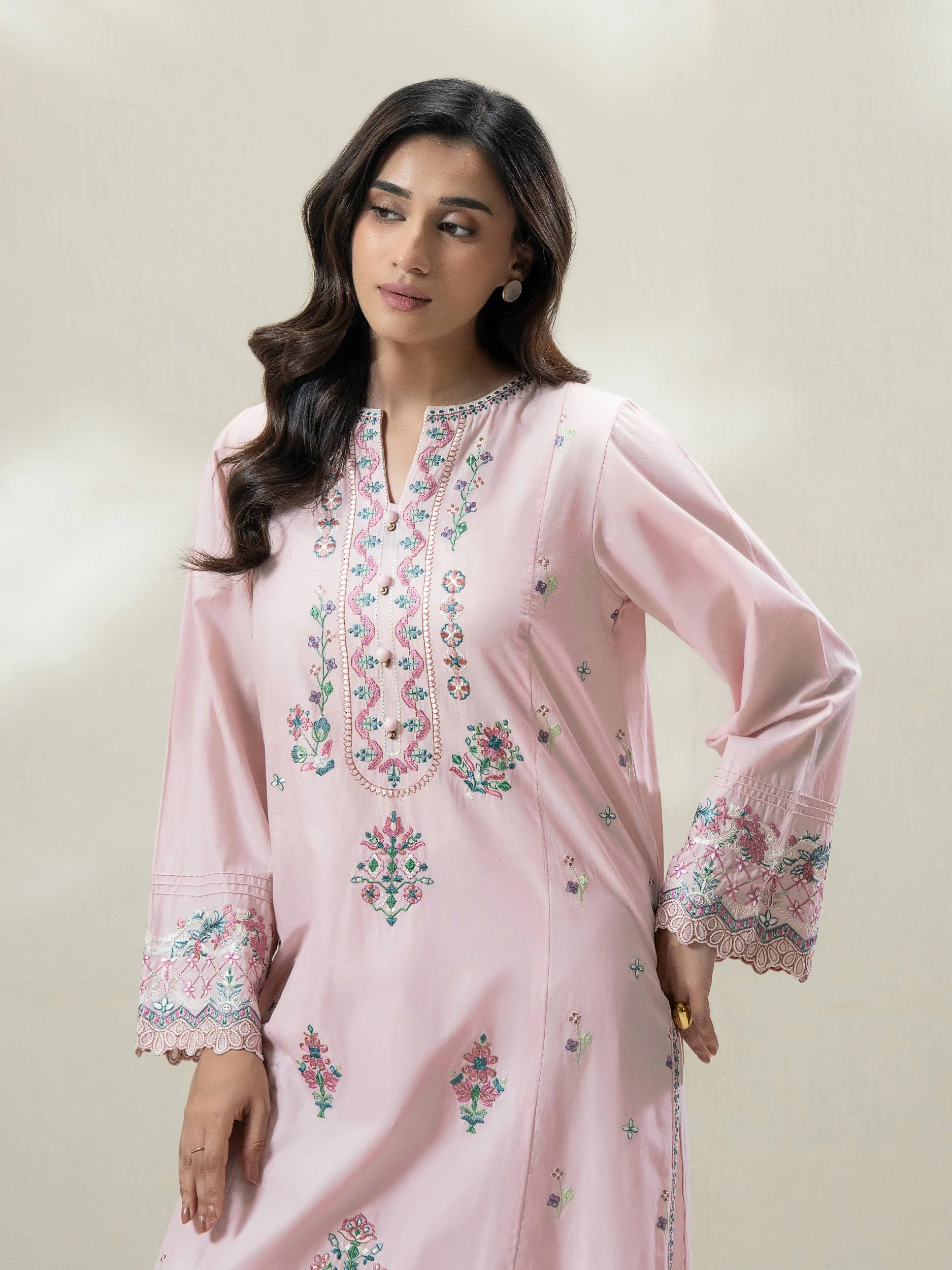 2-Piece Cambric Suit-Embroidered (Pret) - Image 2