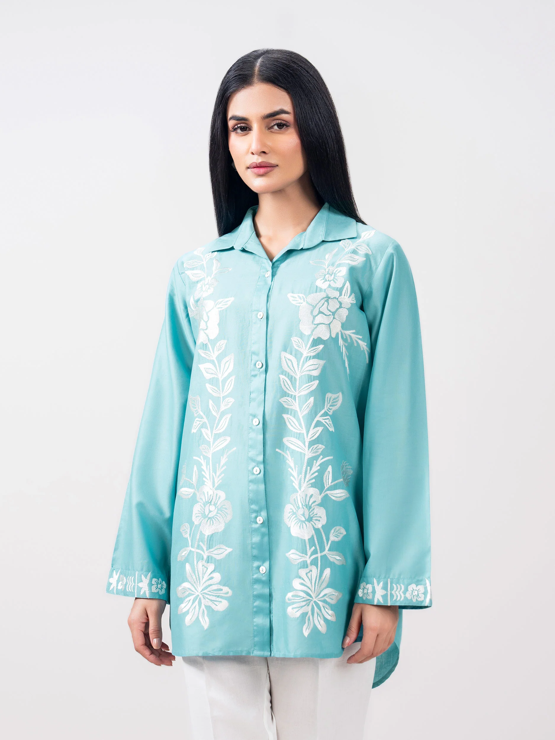 Cambric Kurti- Embroidered (Pret) - Image 6