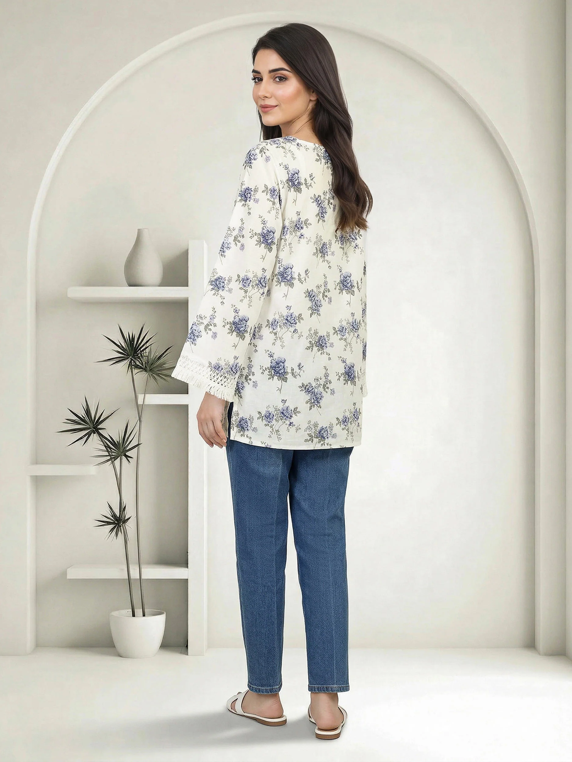 Cambric Kurti- Embroidered (Pret) - Image 3