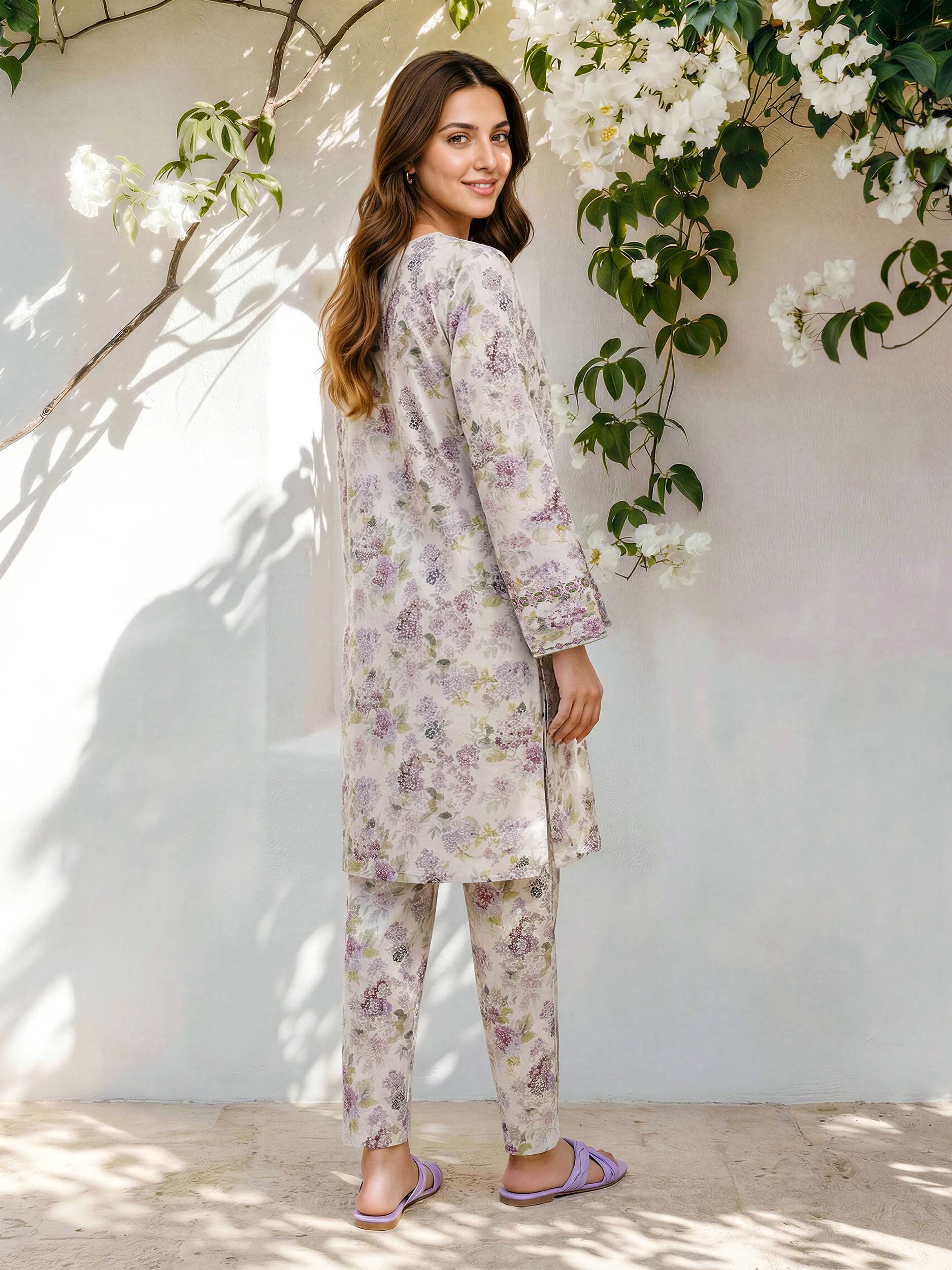2 Piece Viscose Cotton Suit- Embroidered (Pret) - Image 3