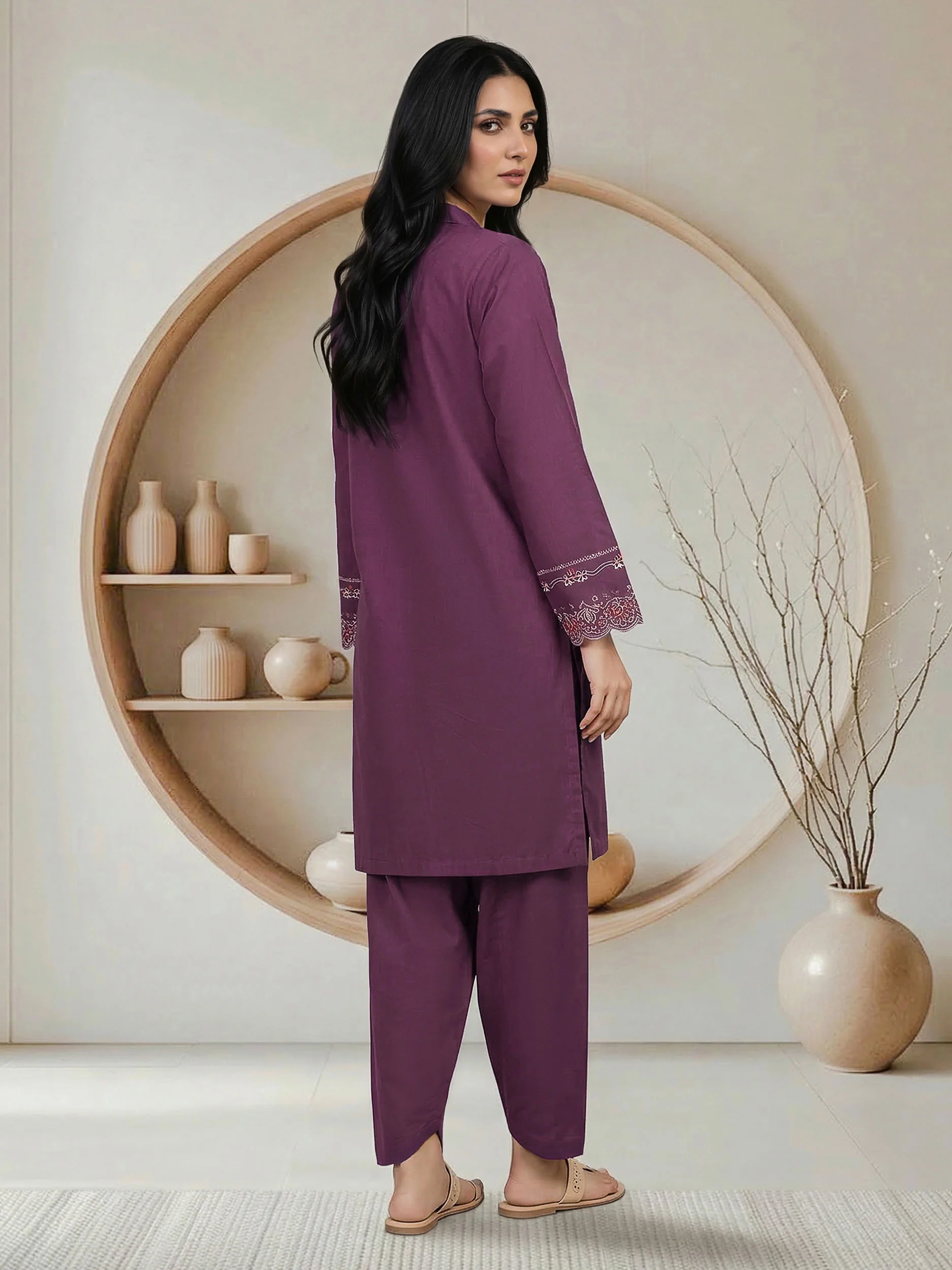 2 Piece Lawn Slub Suit- Embroidered (Pret) - Image 3