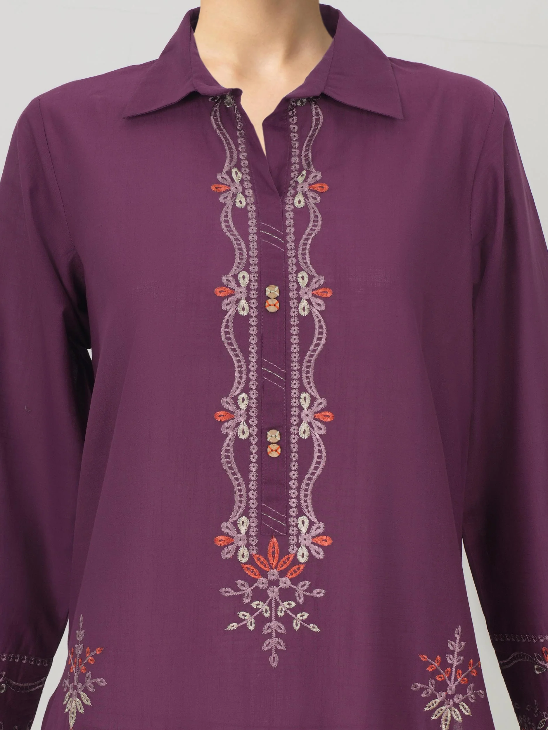 2 Piece Lawn Slub Suit- Embroidered (Pret) - Image 4
