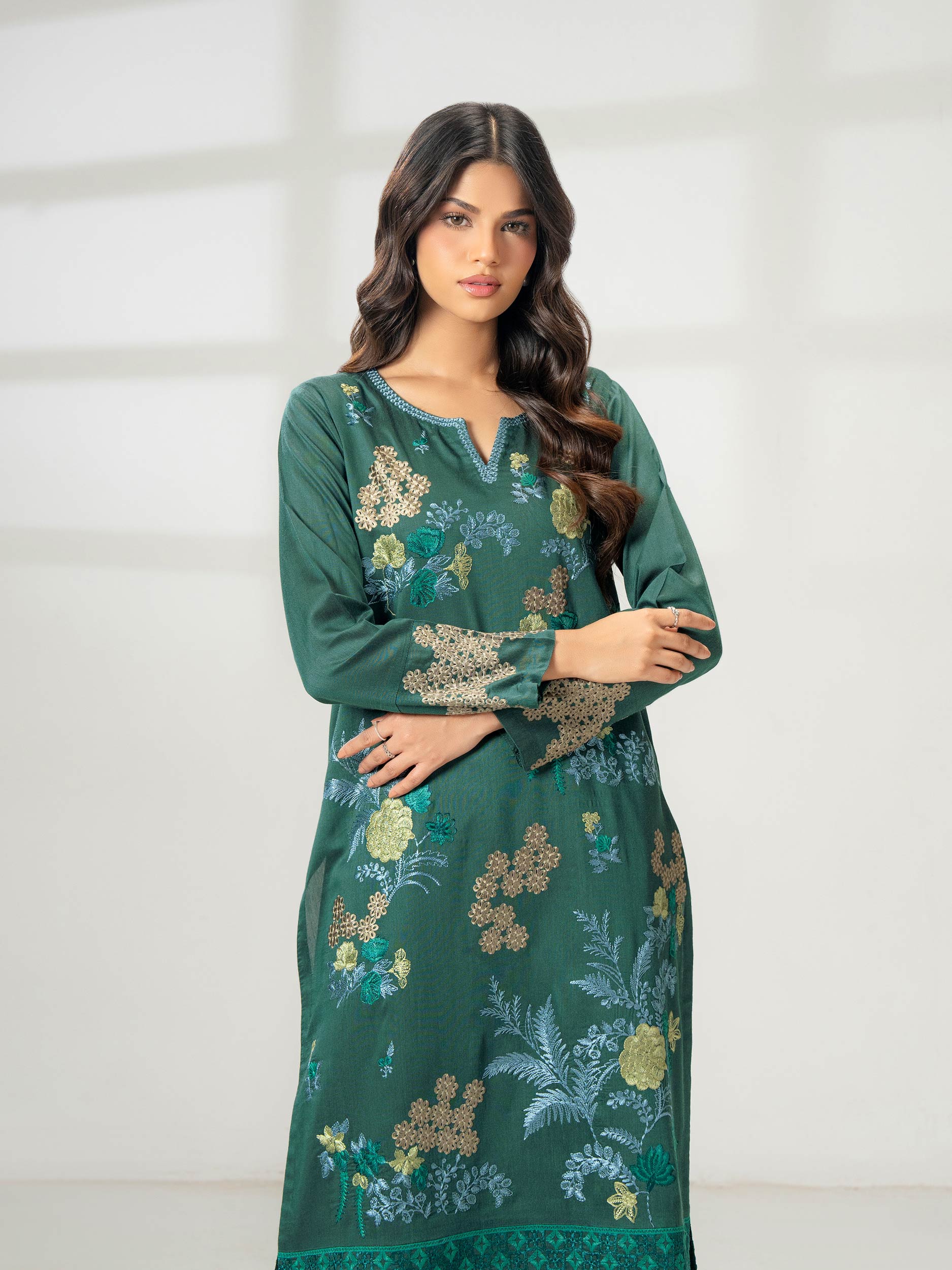 2 Piece Raw Silk Suit-Embroidered (Pret) - Image 5