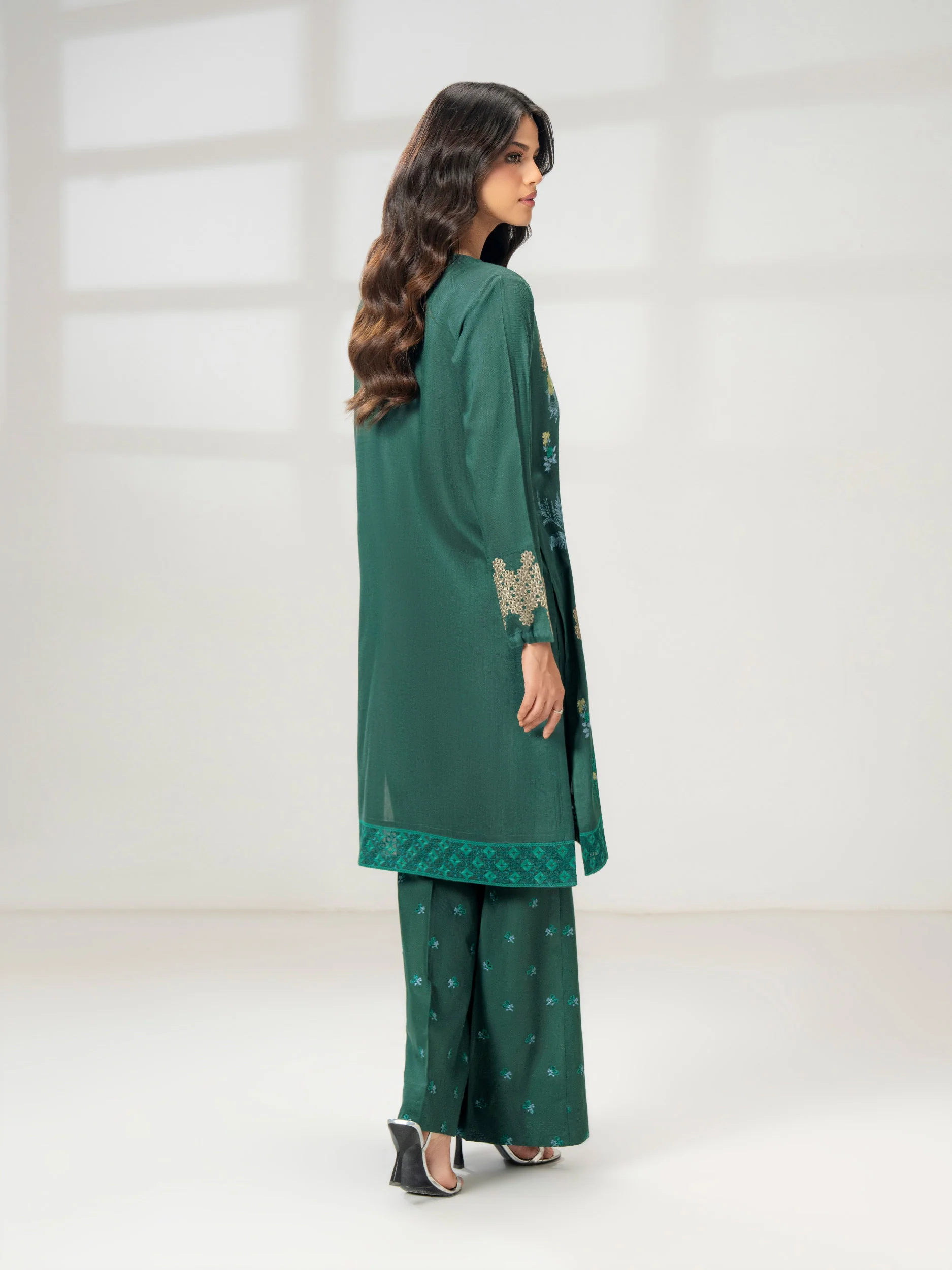 2 Piece Raw Silk Suit-Embroidered (Pret) - Image 6