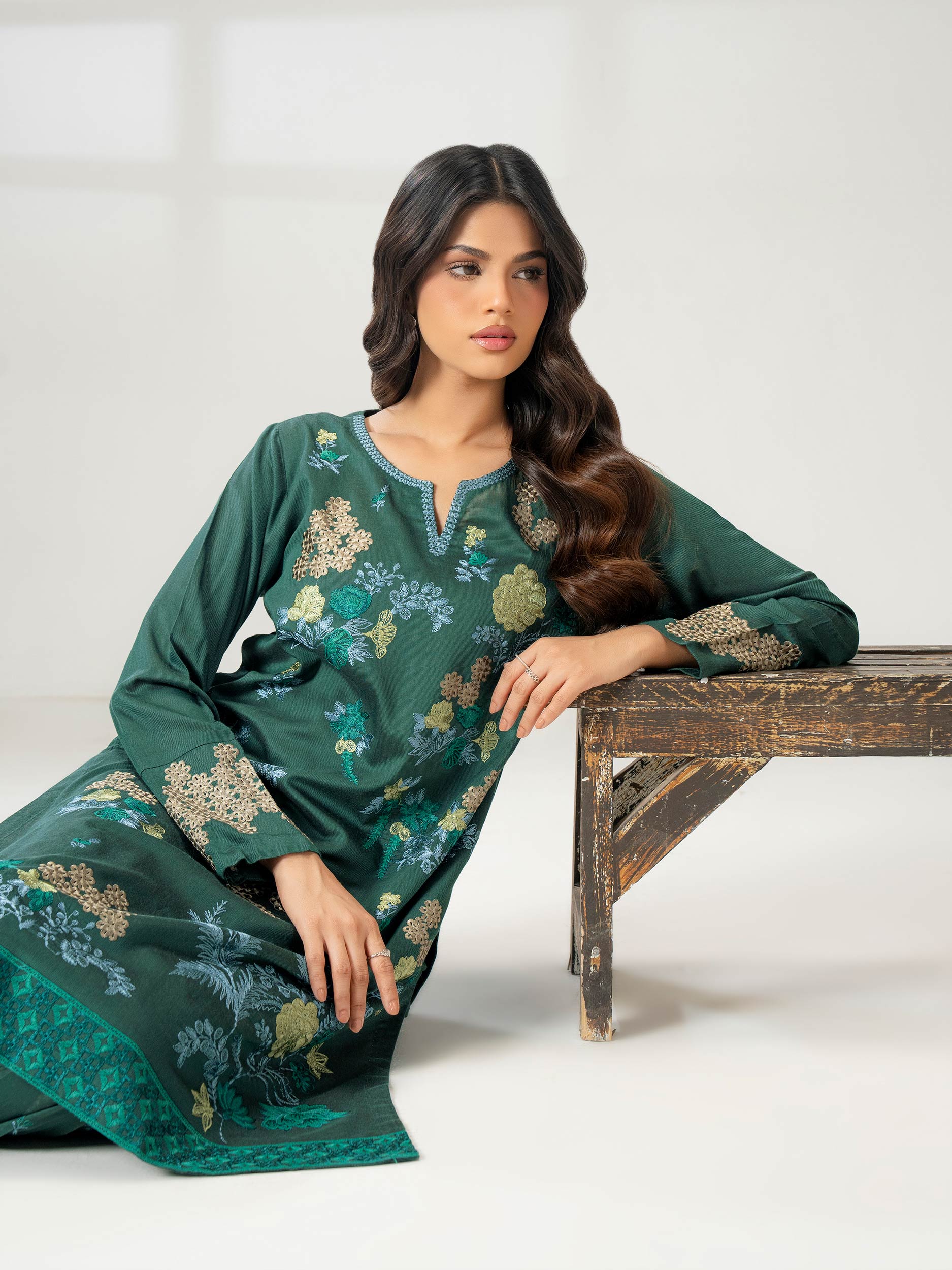 2 Piece Raw Silk Suit-Embroidered (Pret) - Image 7