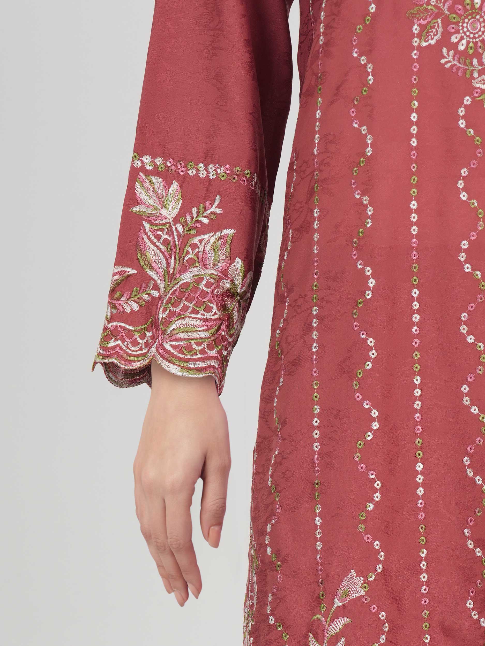 2 Piece Self Jacquard Suit- Embroidered (Pret) - Image 6