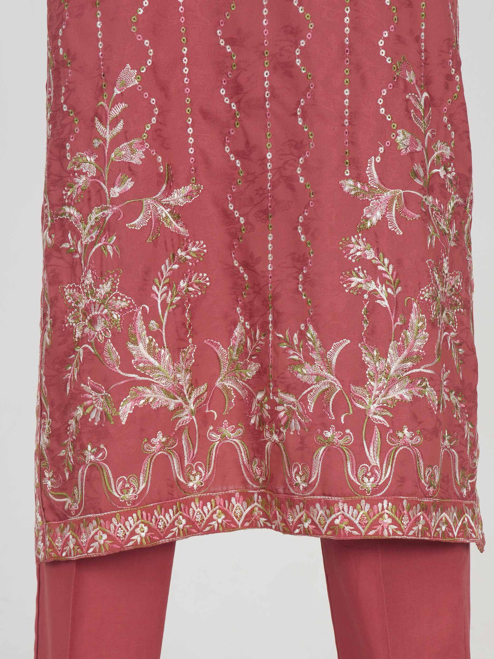 2 Piece Self Jacquard Suit- Embroidered (Pret) - Image 7