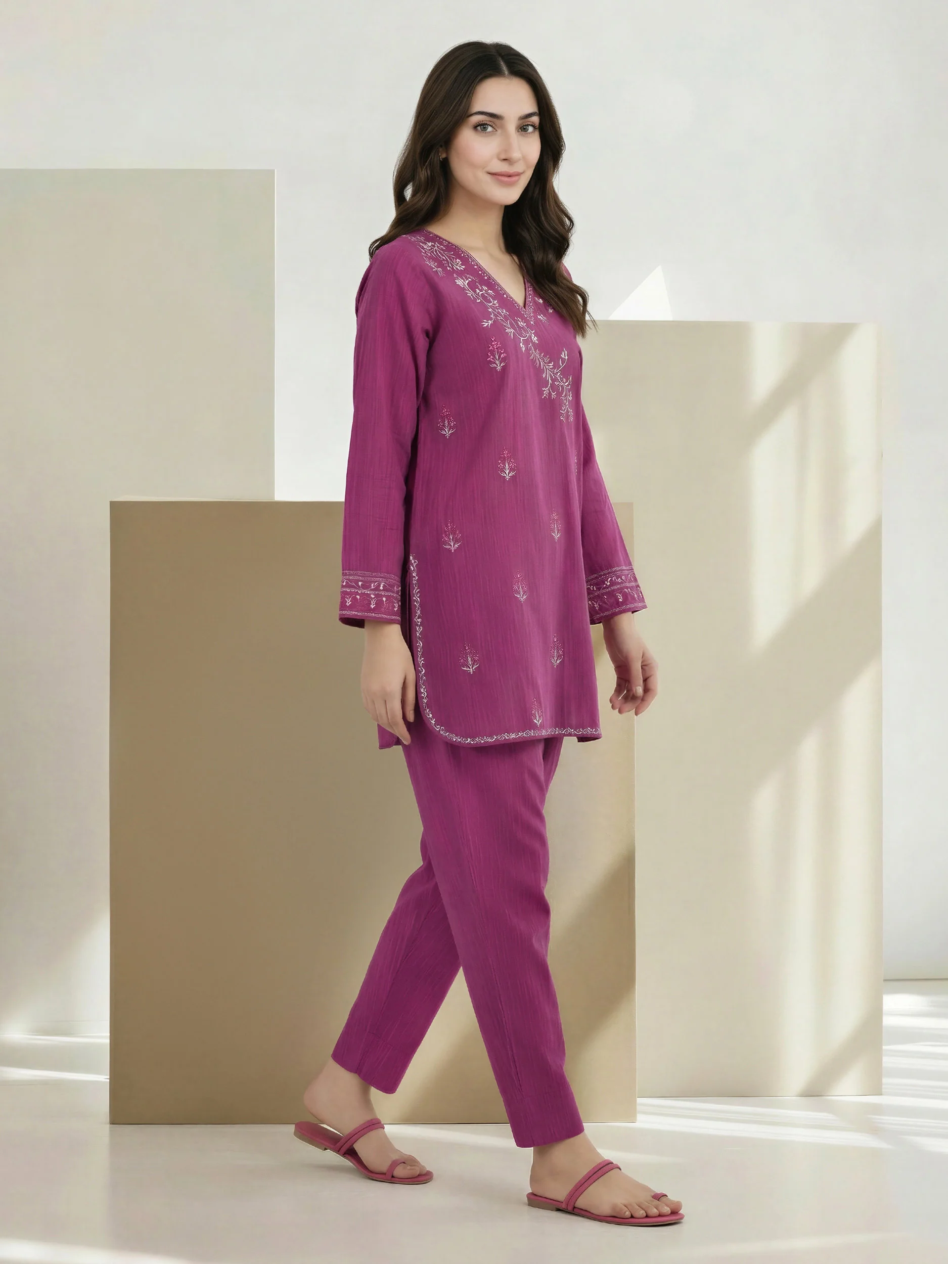 2 Piece Yarn Dyed Suit- Embroidered (Pret) - Image 3