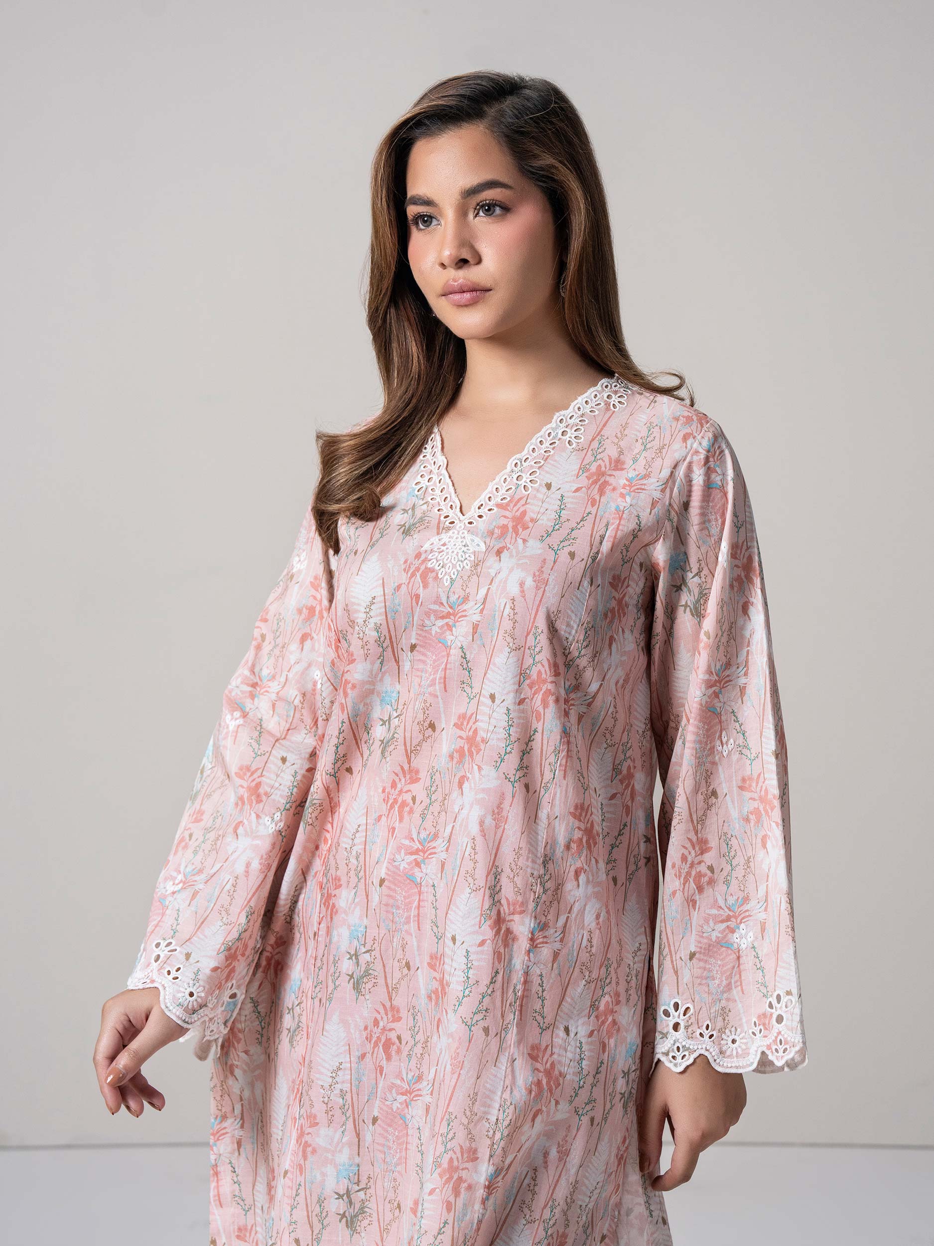 2-Piece Cambric Slub Suit-Embroidered (Pret) - Image 3